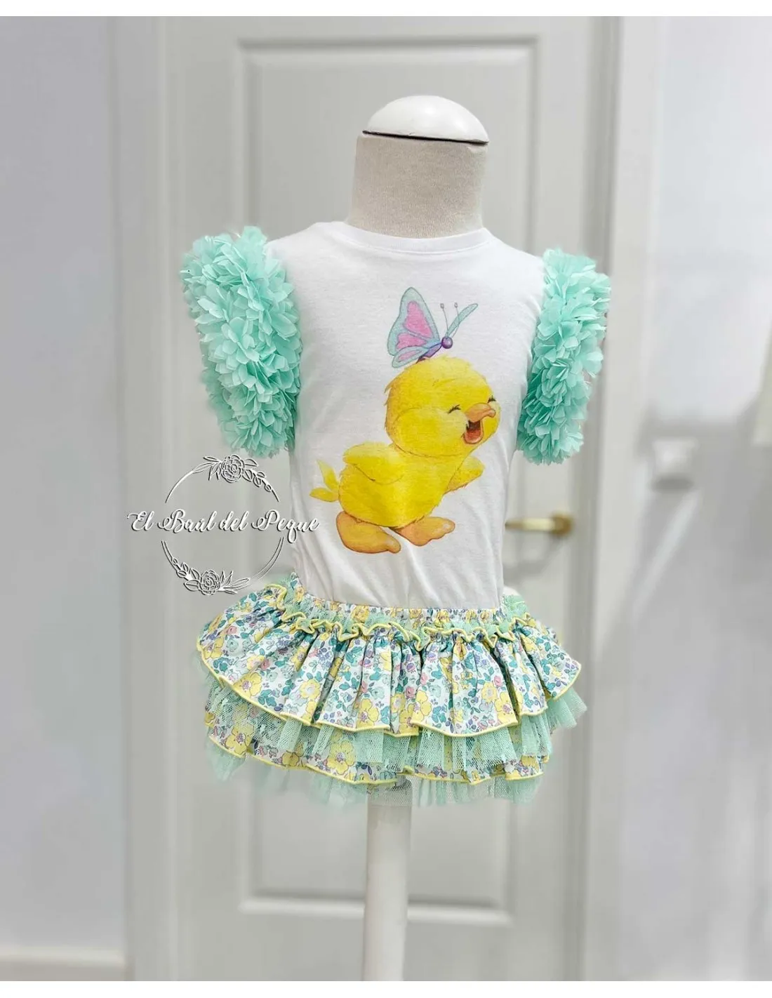 Conjunto Camiseta y Cubrefalda Niña Lolittos Colección Primavera Estampado Flores