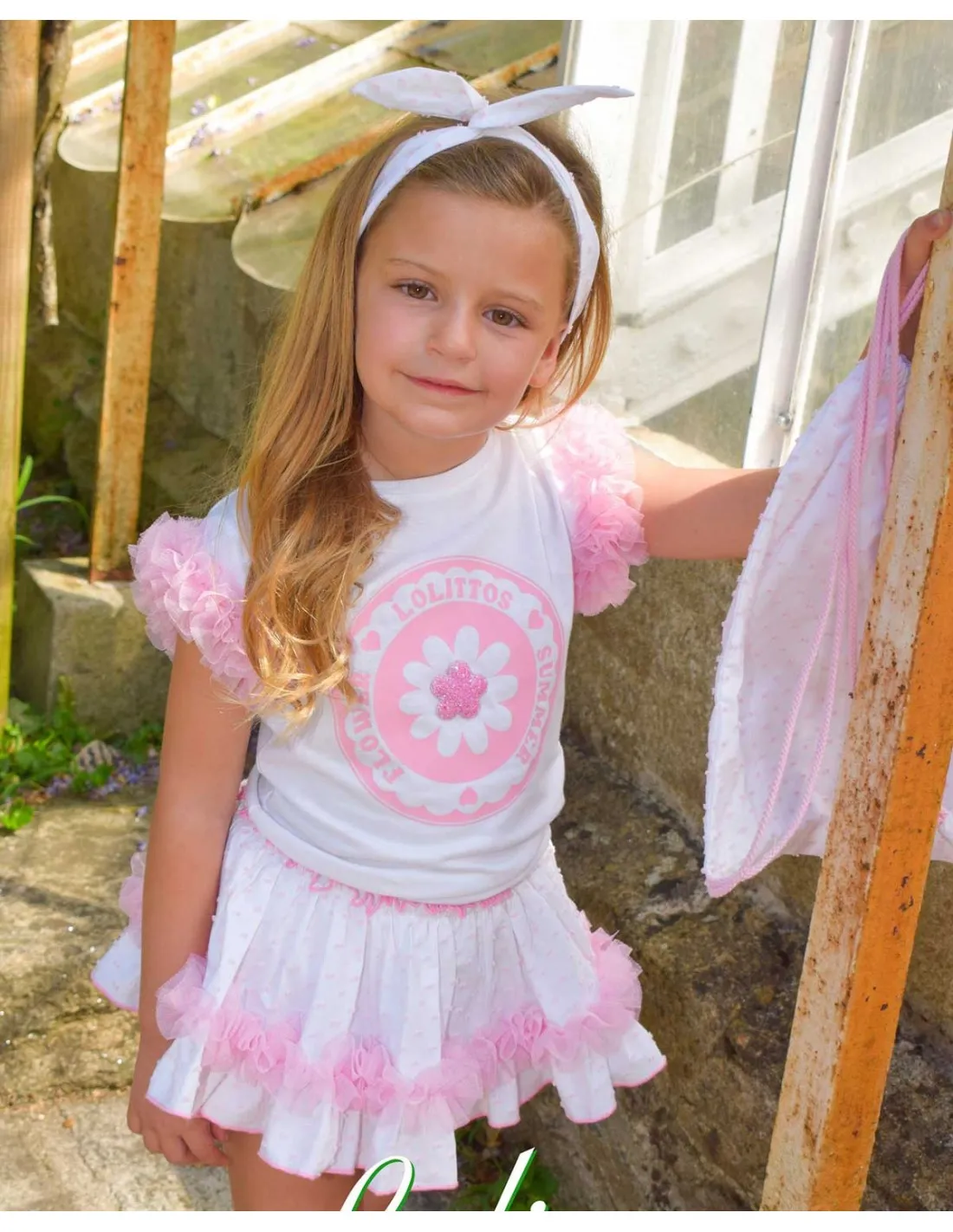 Conjunto Niña Camiseta y Cubrefalda Rosa Lolittos Colección Lemon