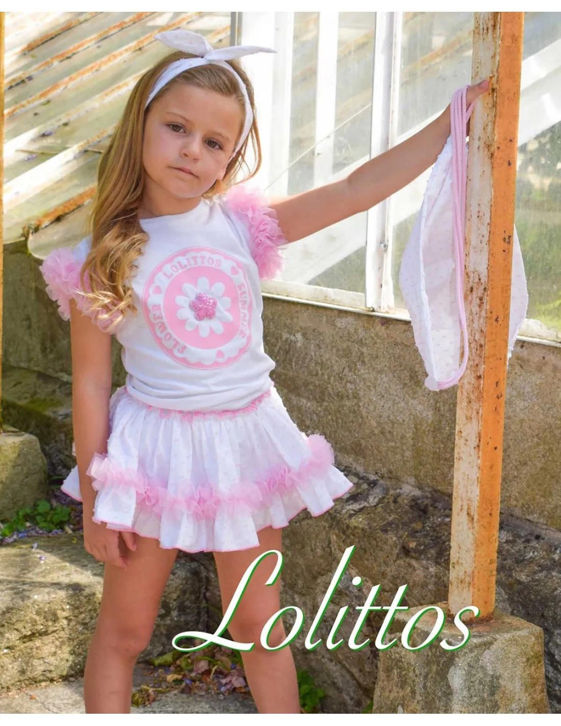 Conjunto Niña Camiseta y Cubrefalda Rosa Lolittos Colección Lemon