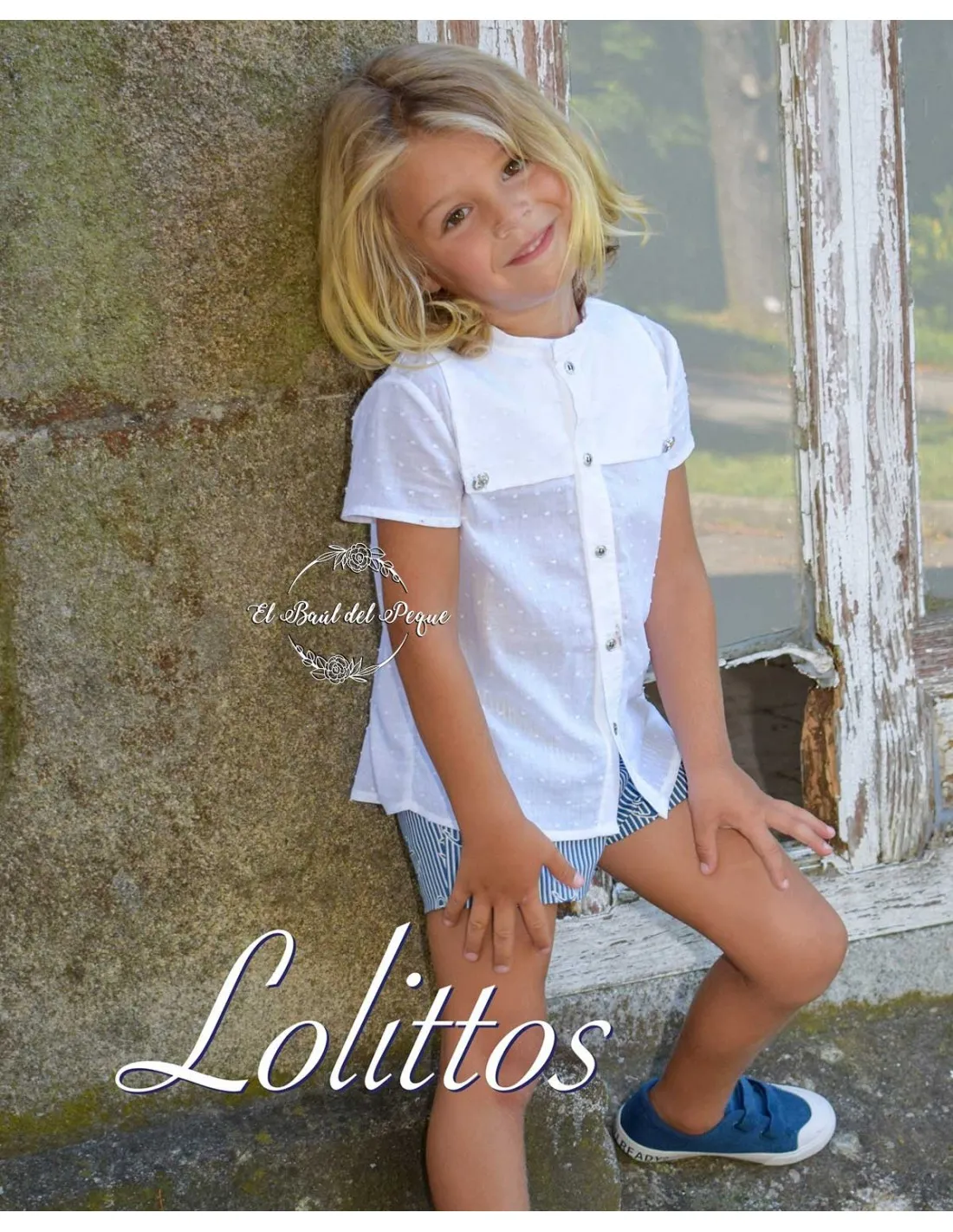 Conjunto Niño Camisa y Pantalón Rayas Marino Lolittos Colección Titanic