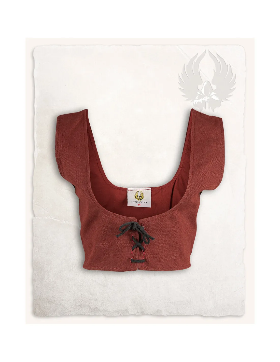 Corpiño medieval en algodón burdeos modelo Annabelle