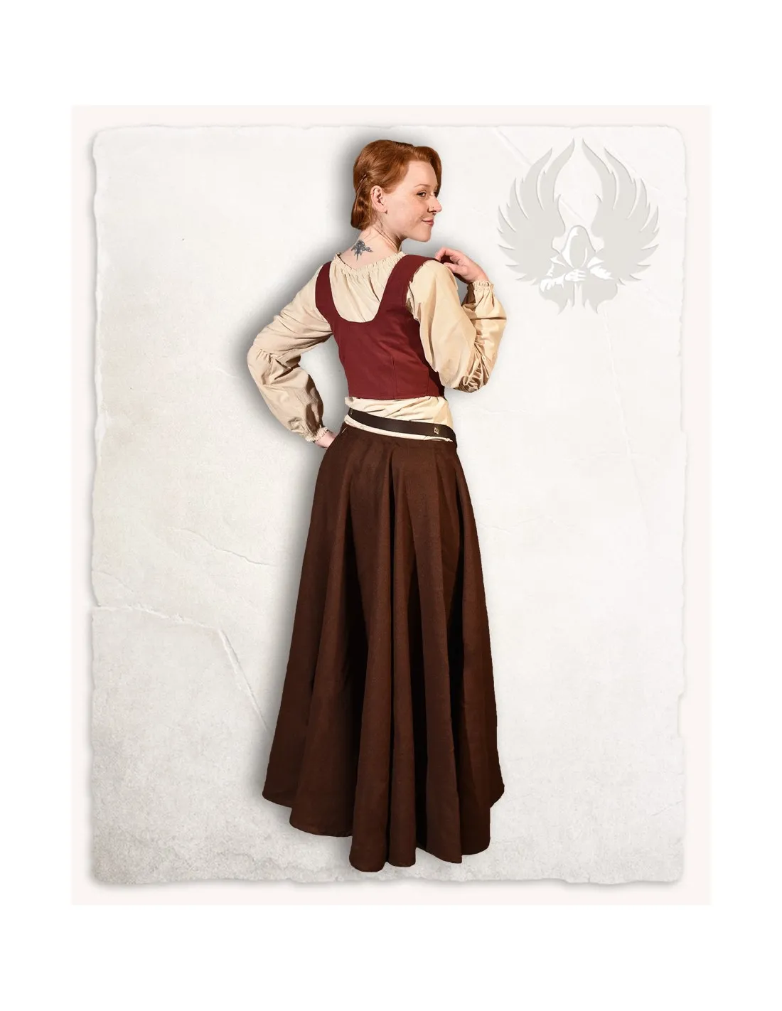 Corpiño medieval en algodón burdeos modelo Annabelle