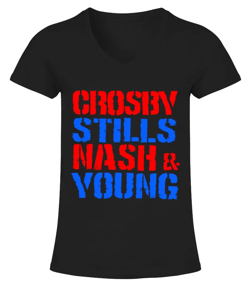 Crosby, Stills, Nash &amp; Young BK (42) Camiseta cuello pico Mujer