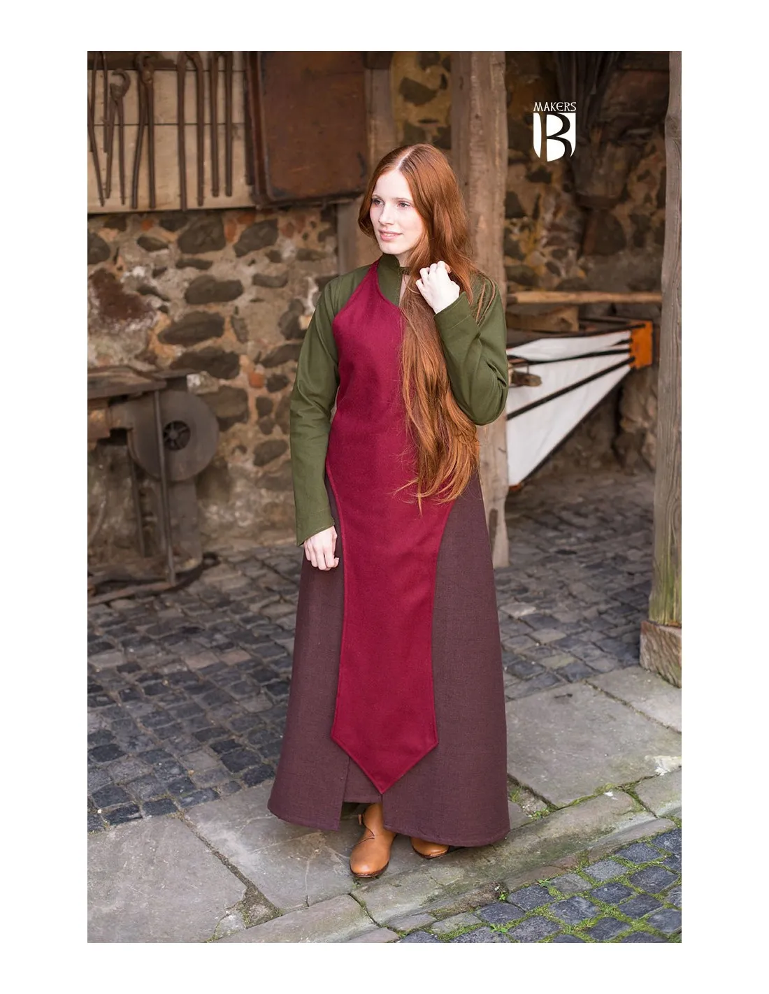 Delantal medieval Asua, lana roja