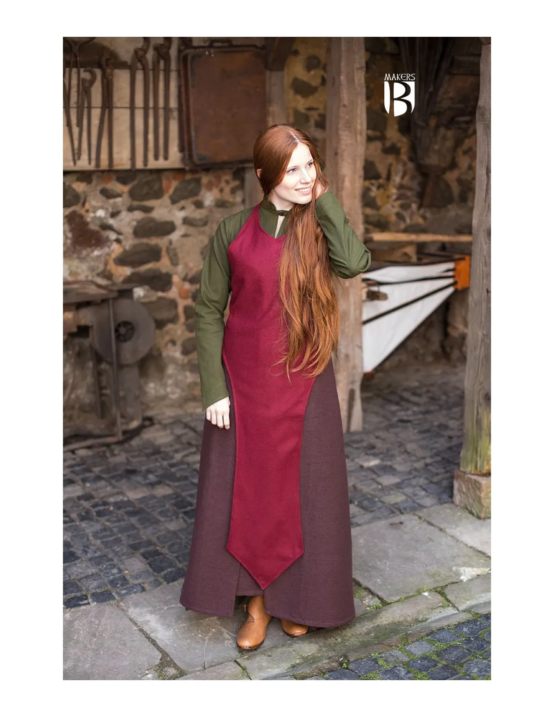 Delantal medieval Asua, lana roja