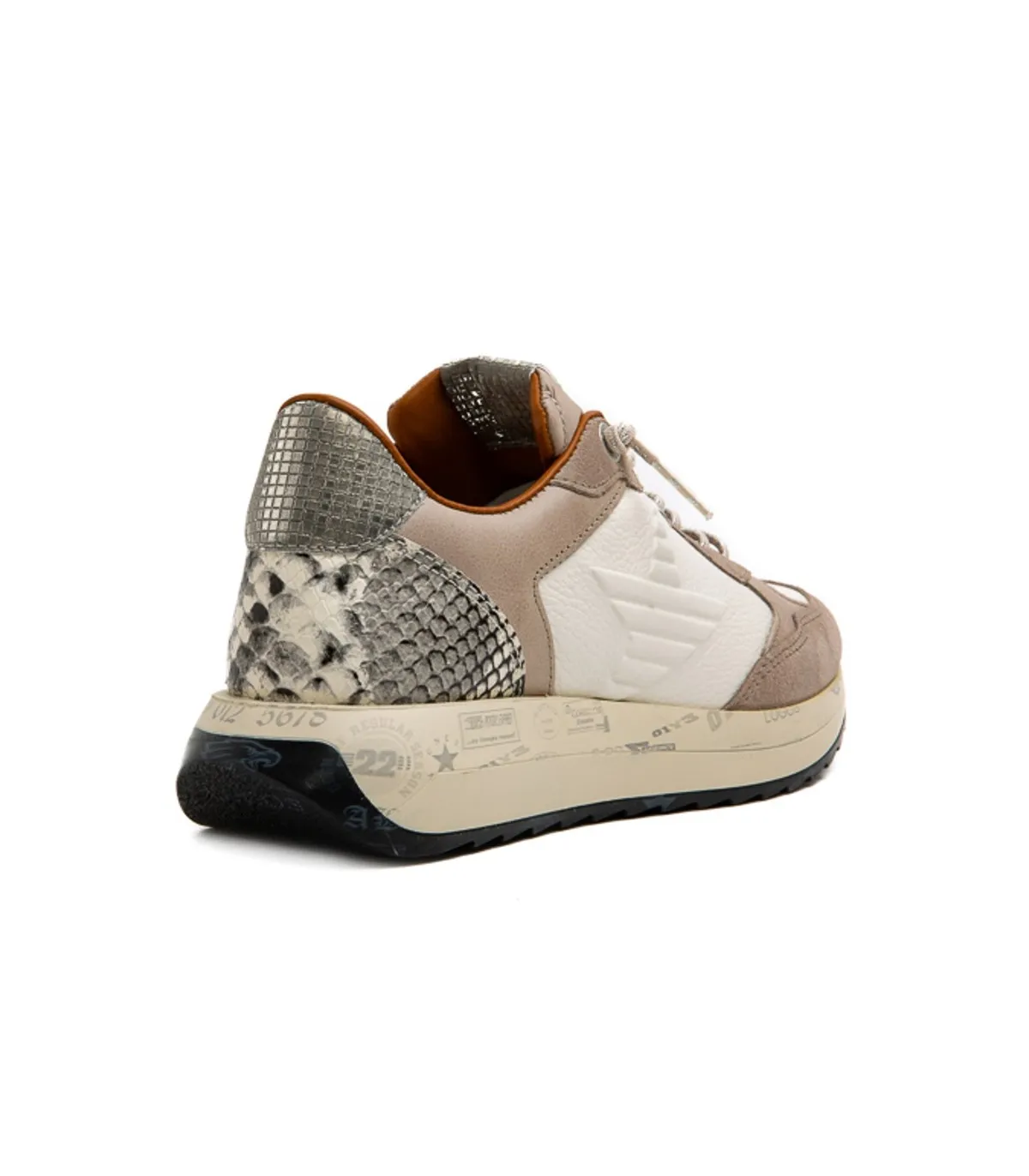 Deportivo de piel combinado en hielo y taupe