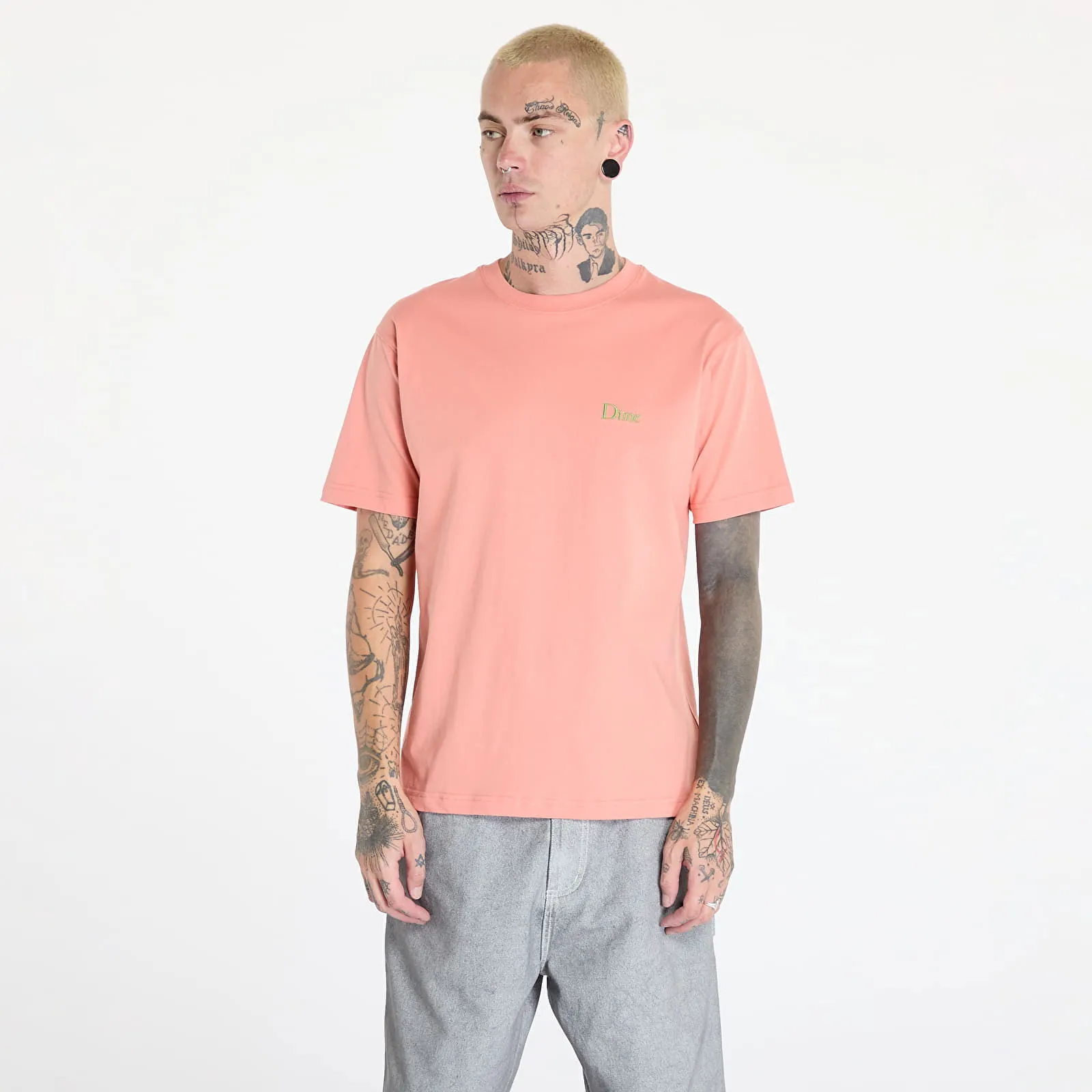 DIME CLASSIC SMALL LOGO TSHIRT UNISEX PINK CLAY XS