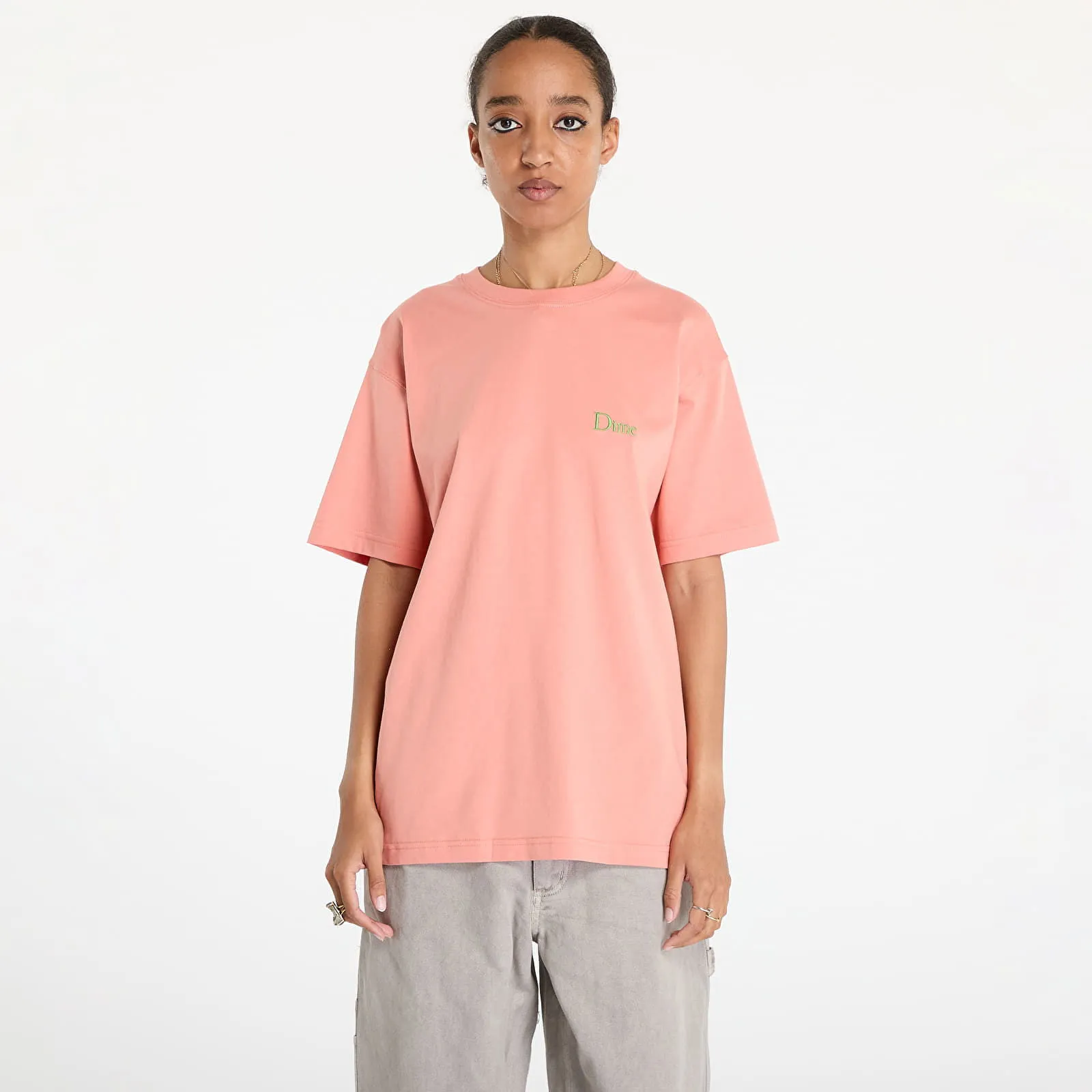 DIME CLASSIC SMALL LOGO TSHIRT UNISEX PINK CLAY XS