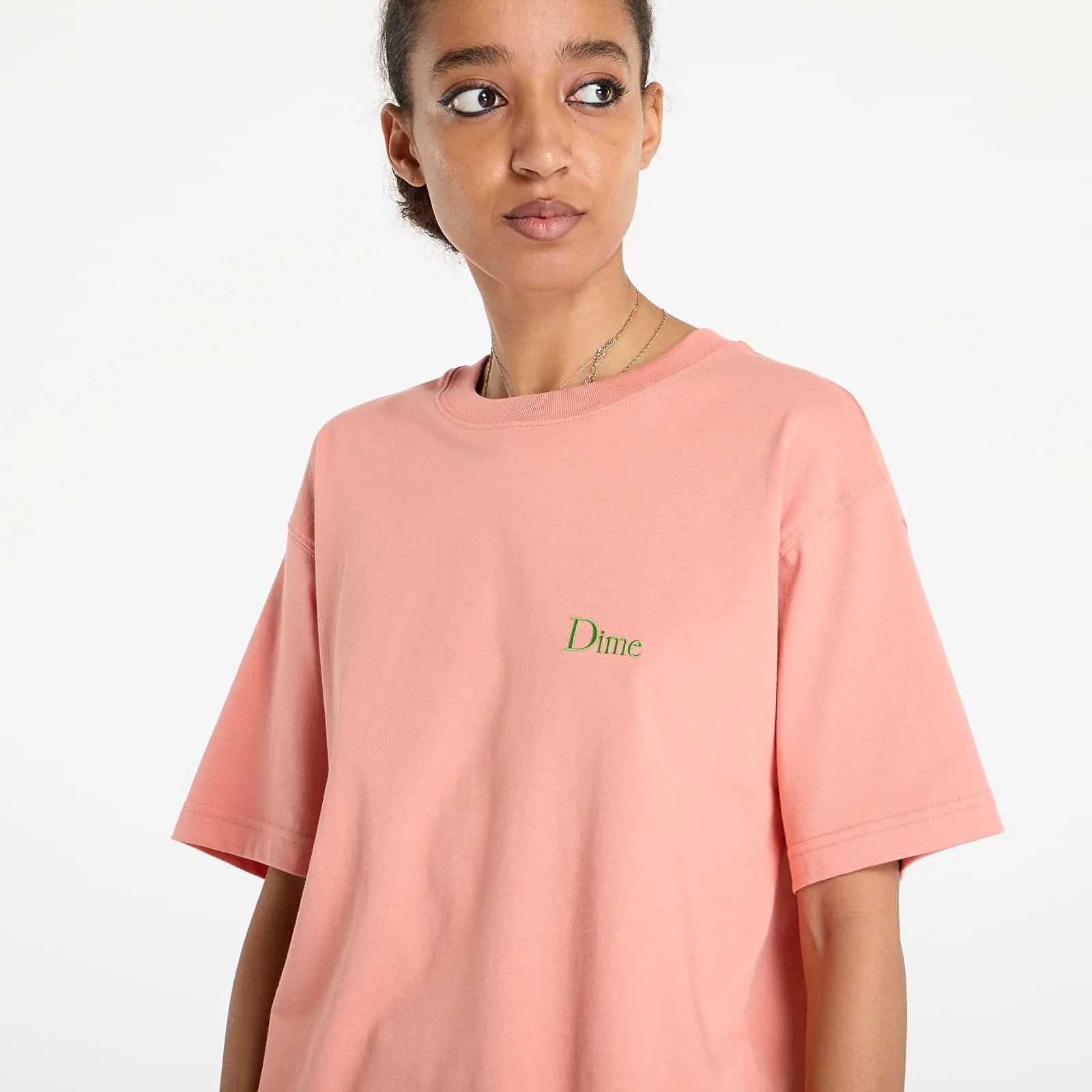 DIME CLASSIC SMALL LOGO TSHIRT UNISEX PINK CLAY XS