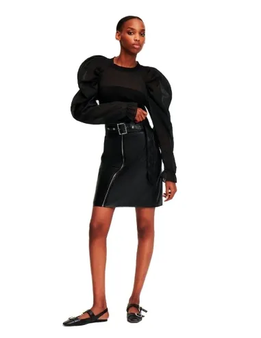 Falda de piel negra Biker