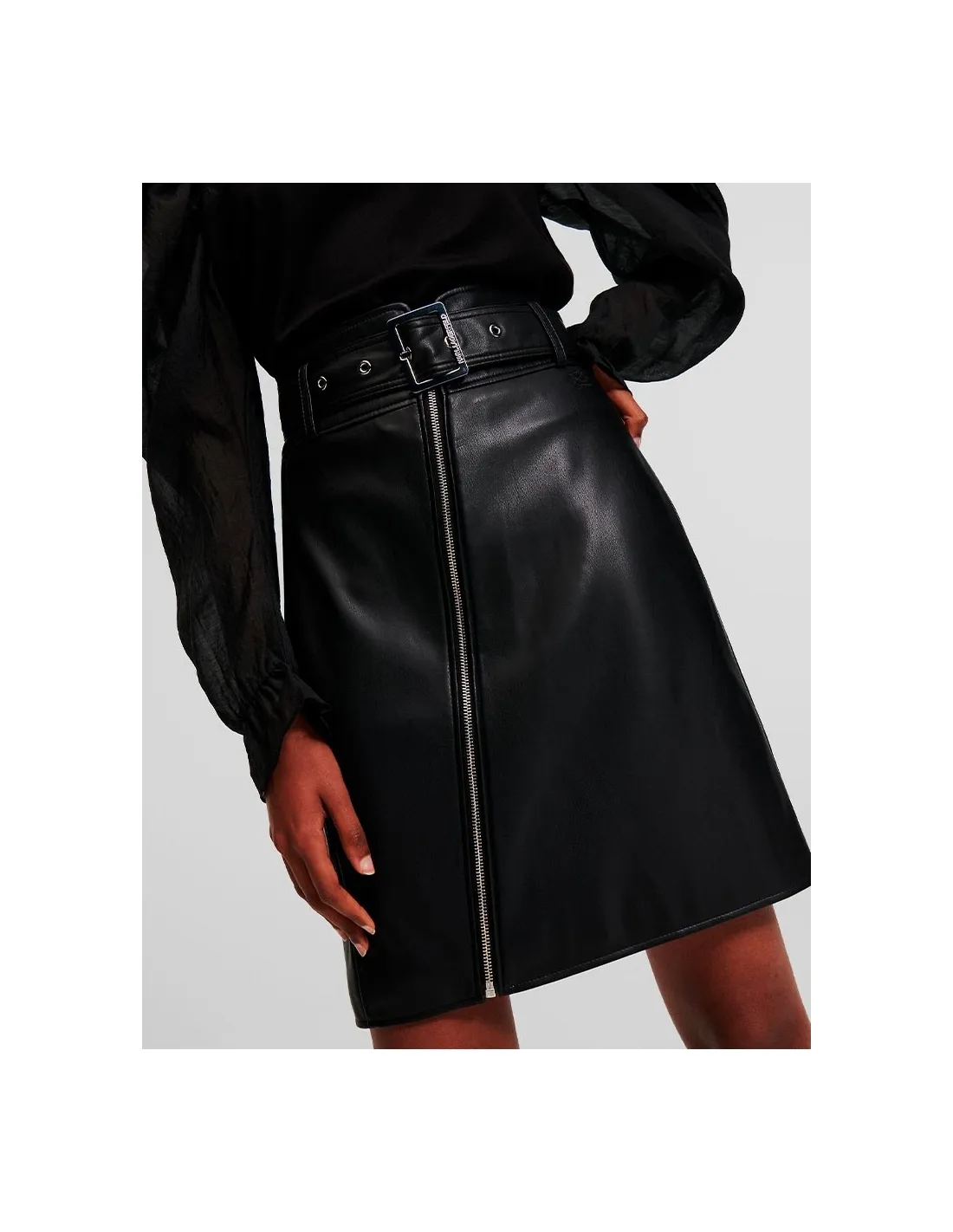 Falda de piel negra Biker