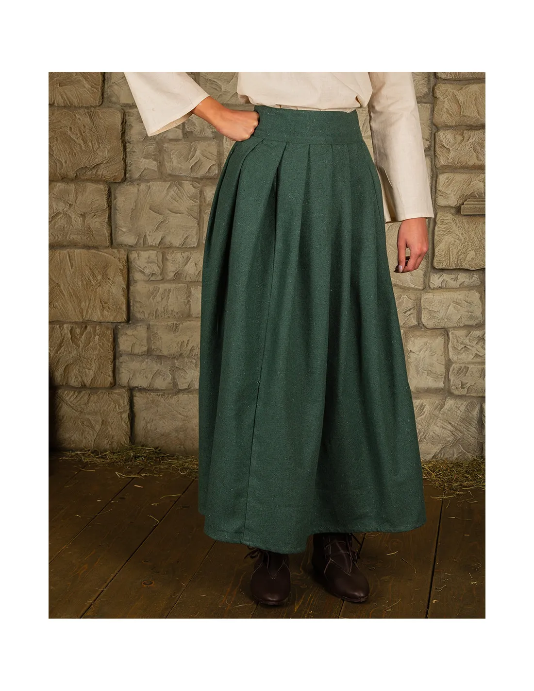 Falda medieval en algodón modelo Anna, verde