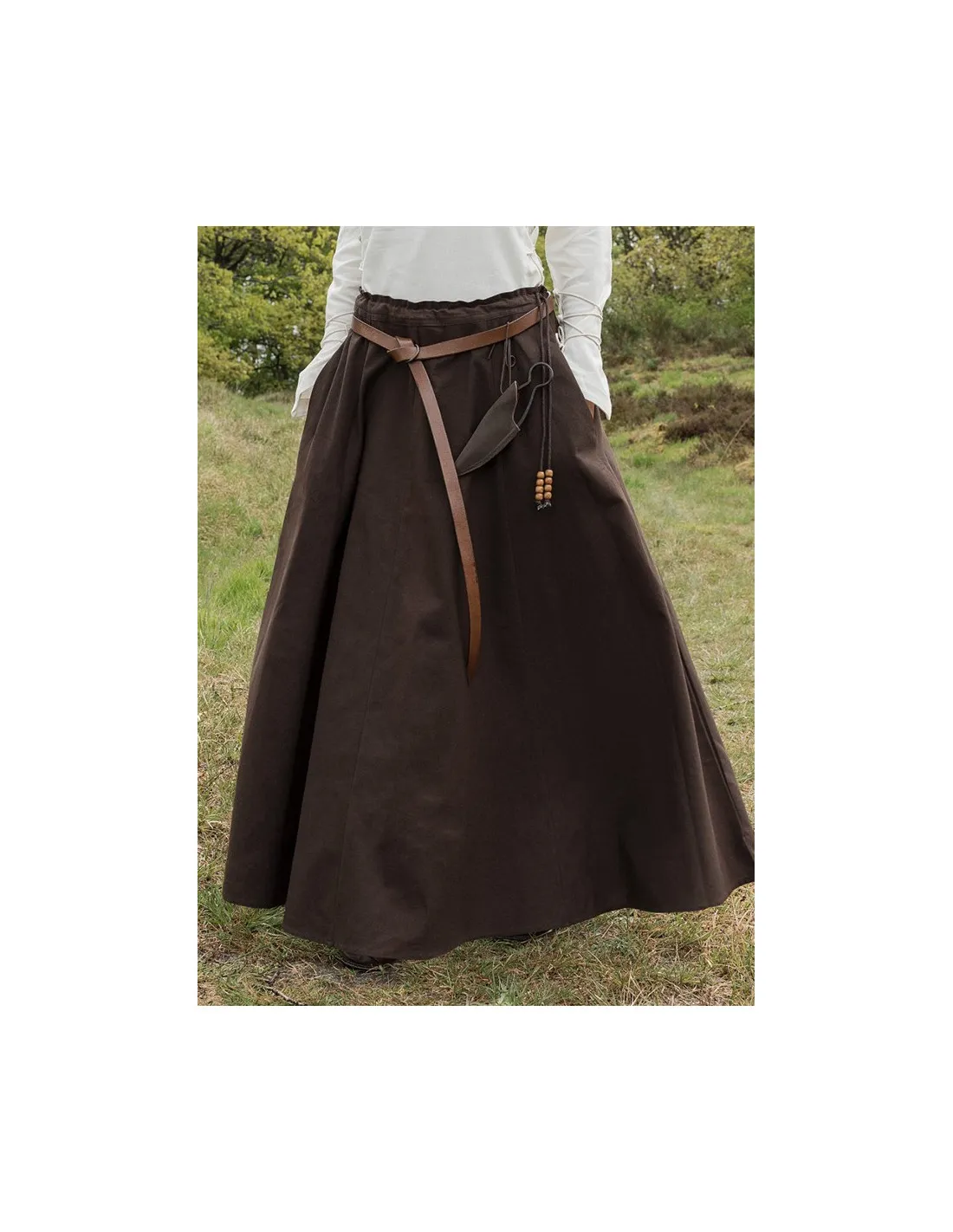 Falda medieval larga marrón oscuro
