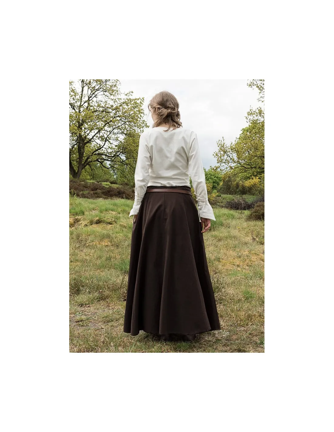 Falda medieval larga marrón oscuro