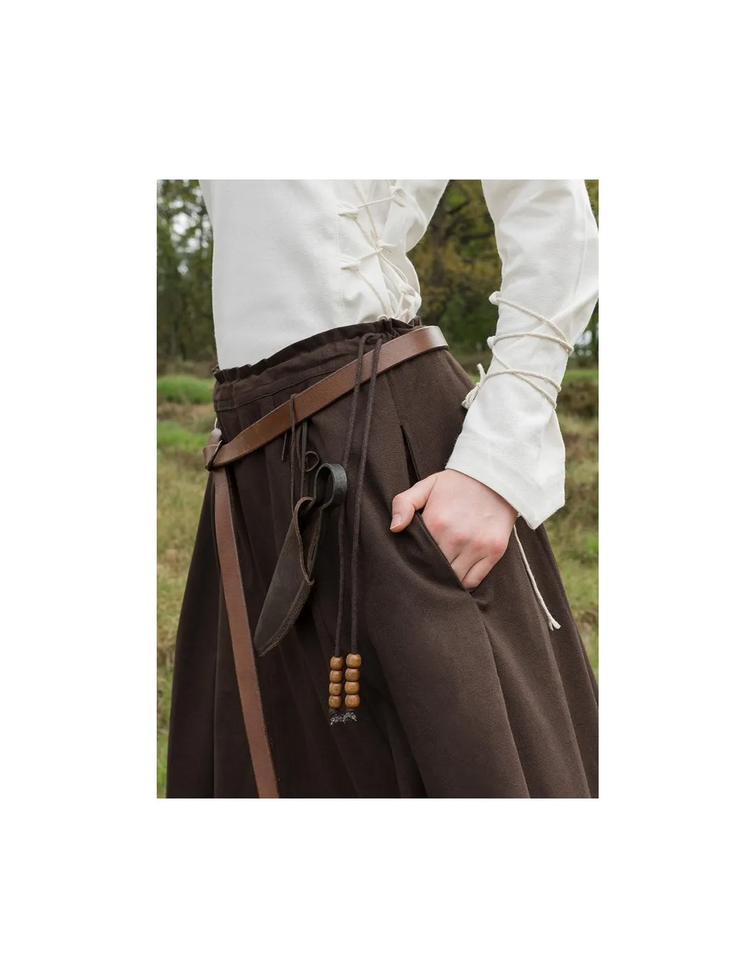 Falda medieval larga marrón oscuro