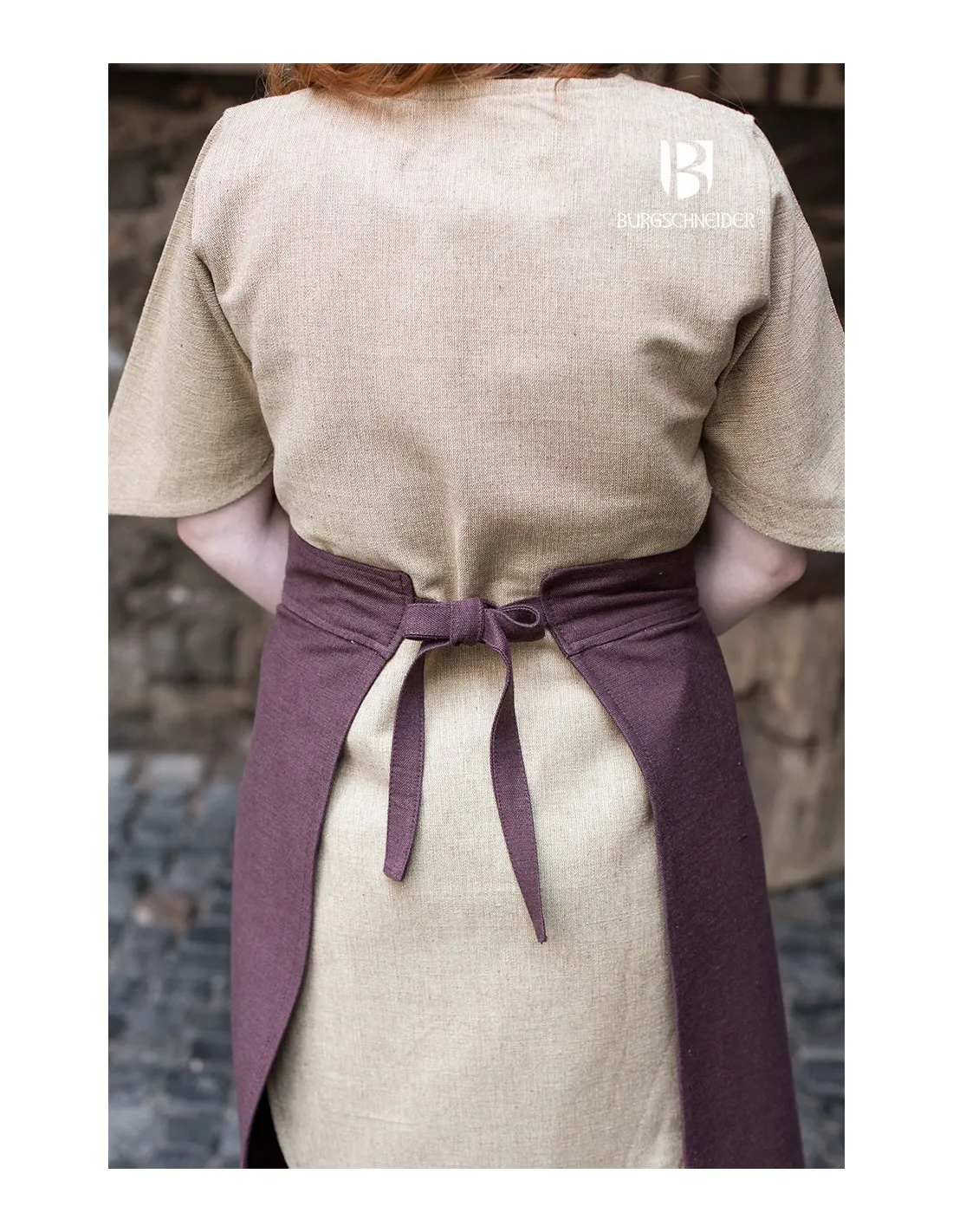 Falda medieval Tharya, algodón marrón