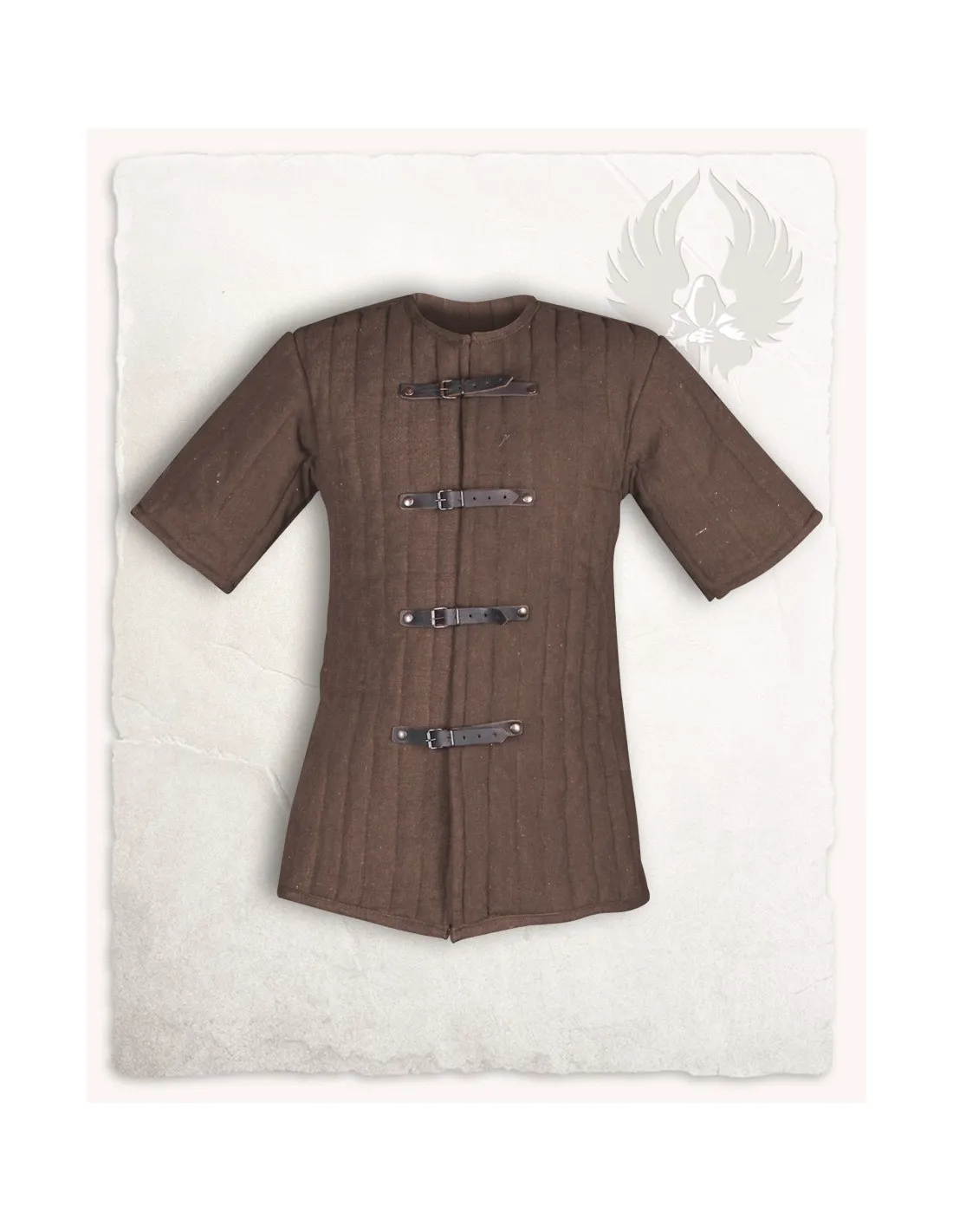 Gambesón medieval marrón de manga corta modelo Gustav
