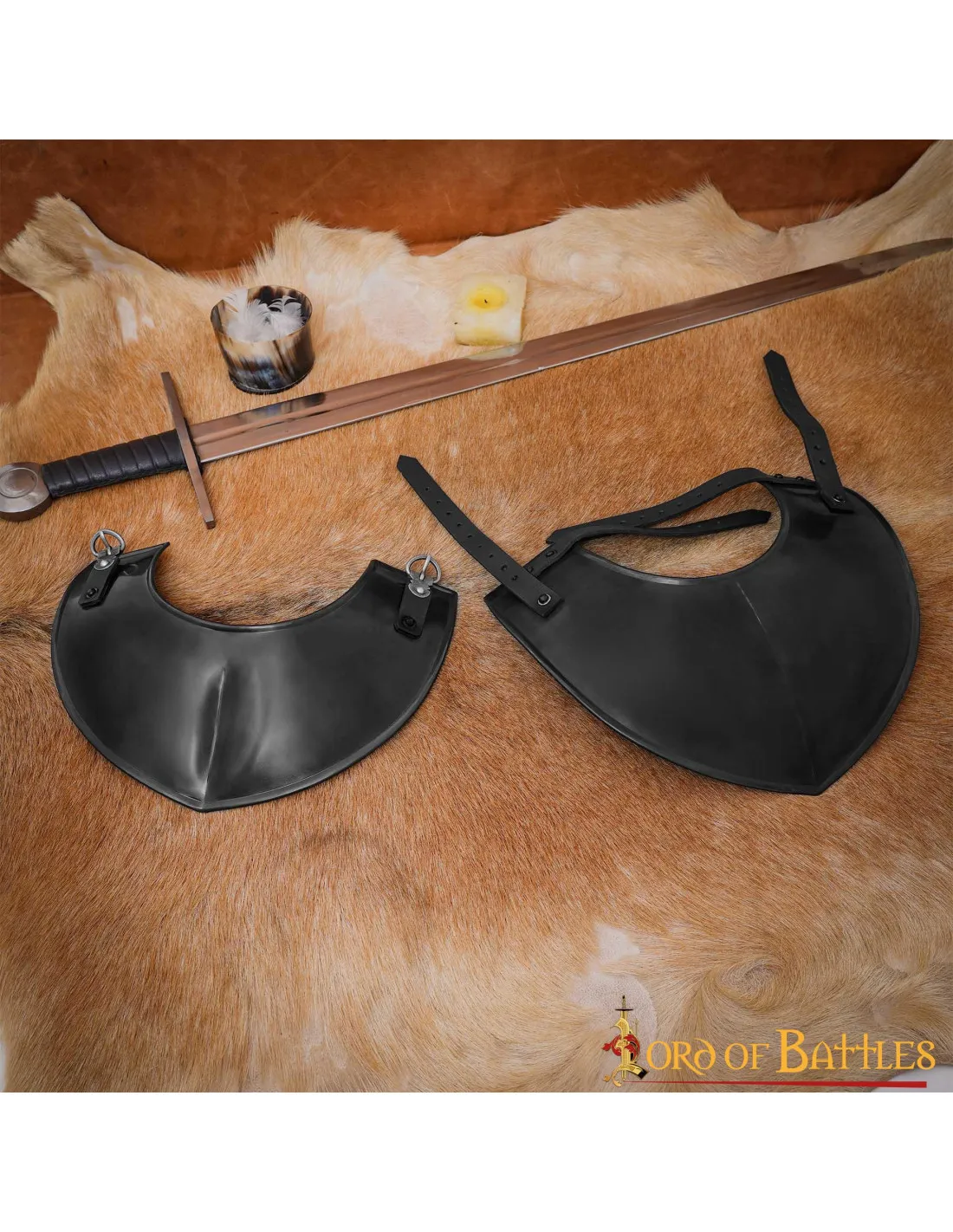 Gorjal medieval clásico acero negro