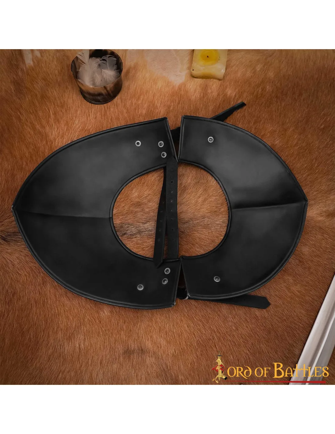 Gorjal medieval clásico acero negro