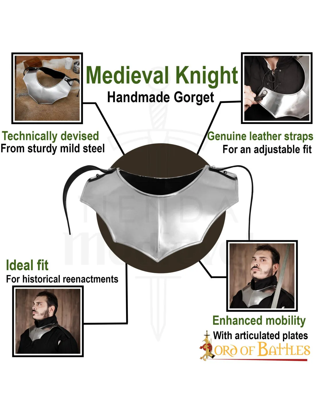Gorjal medieval simple, acabado pulido