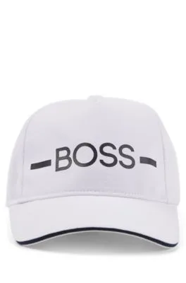 Gorra para niños en sarga de algodón con raya y logo