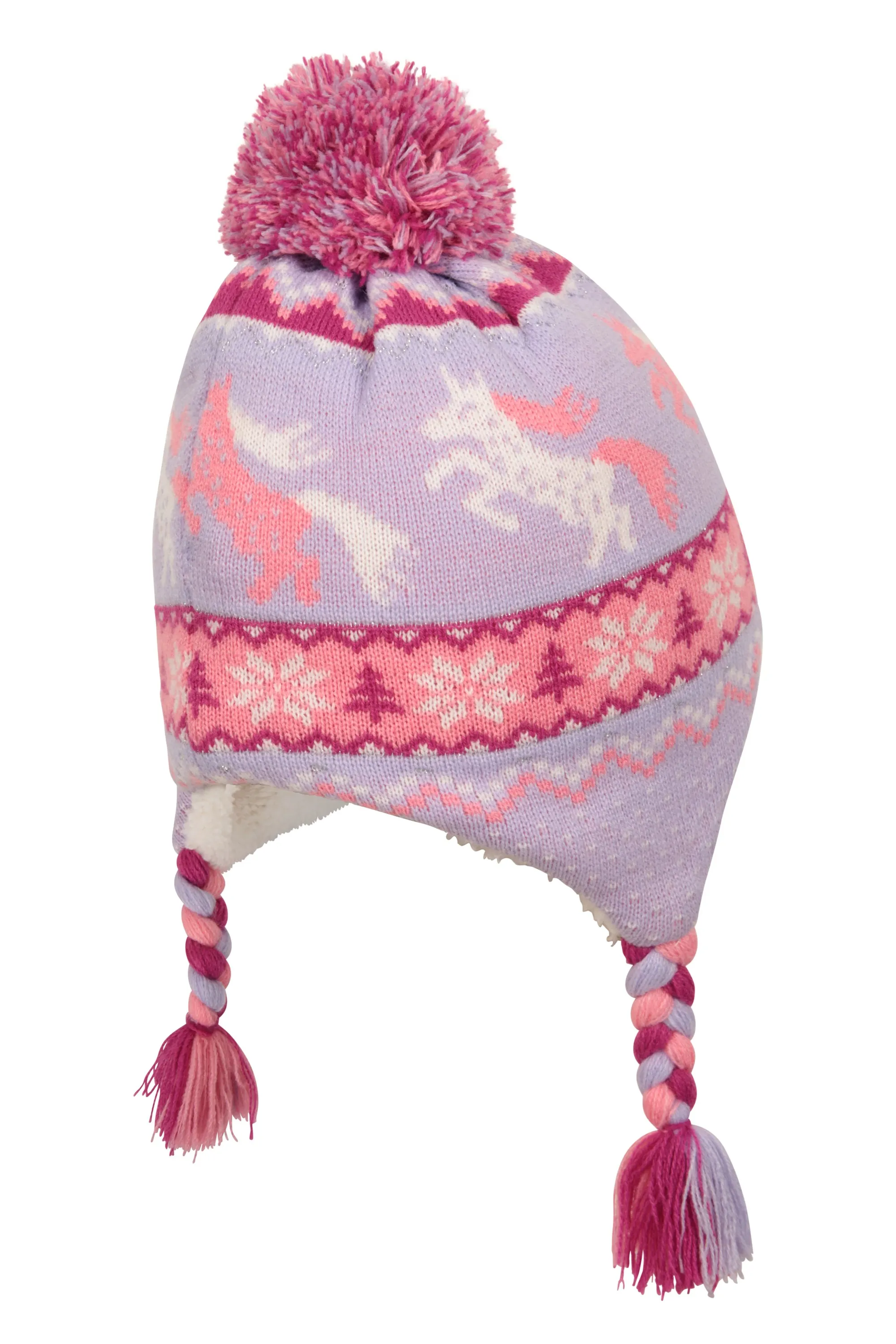 Gorro infantil estilo cazador con forro de borrego con personaje