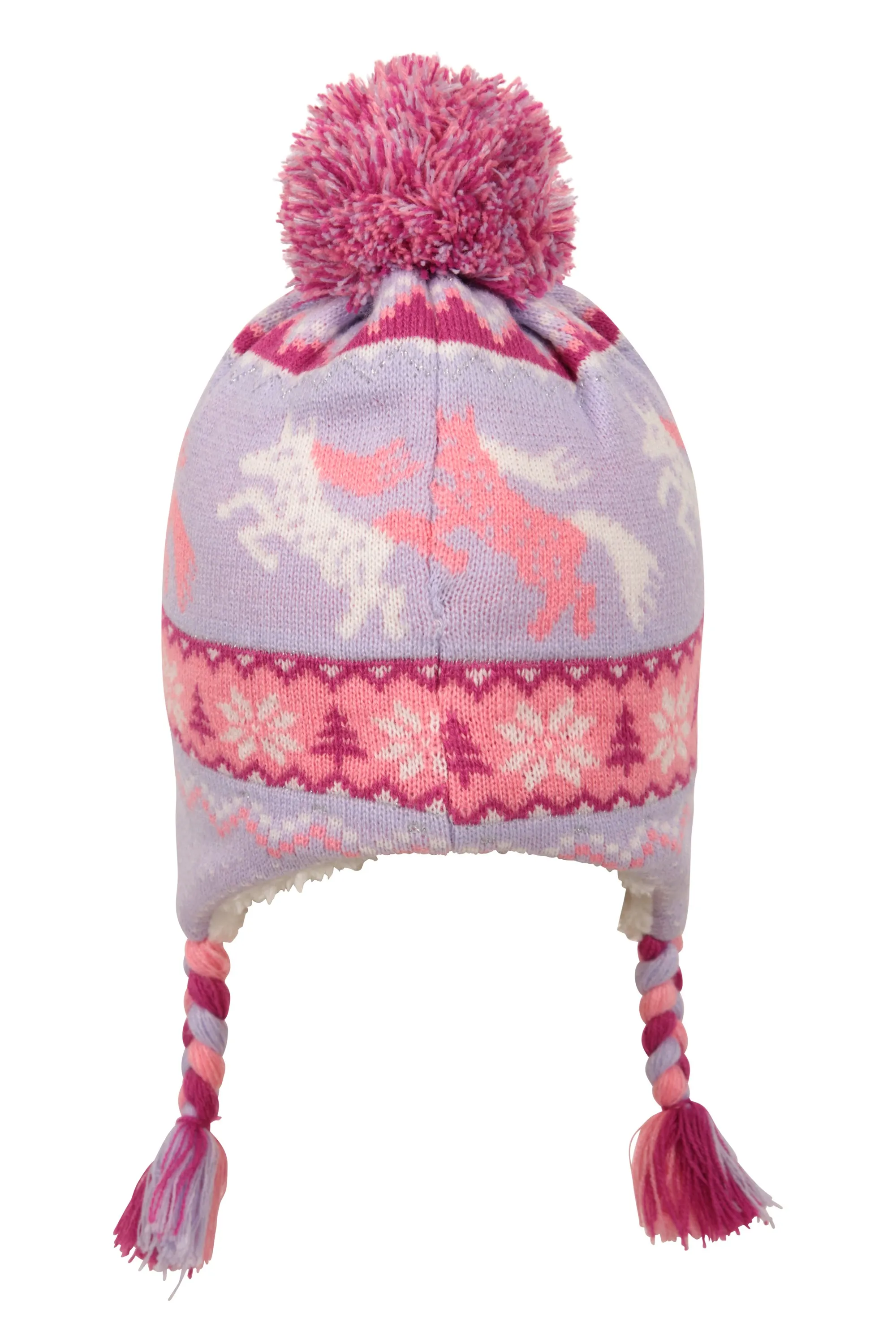 Gorro infantil estilo cazador con forro de borrego con personaje