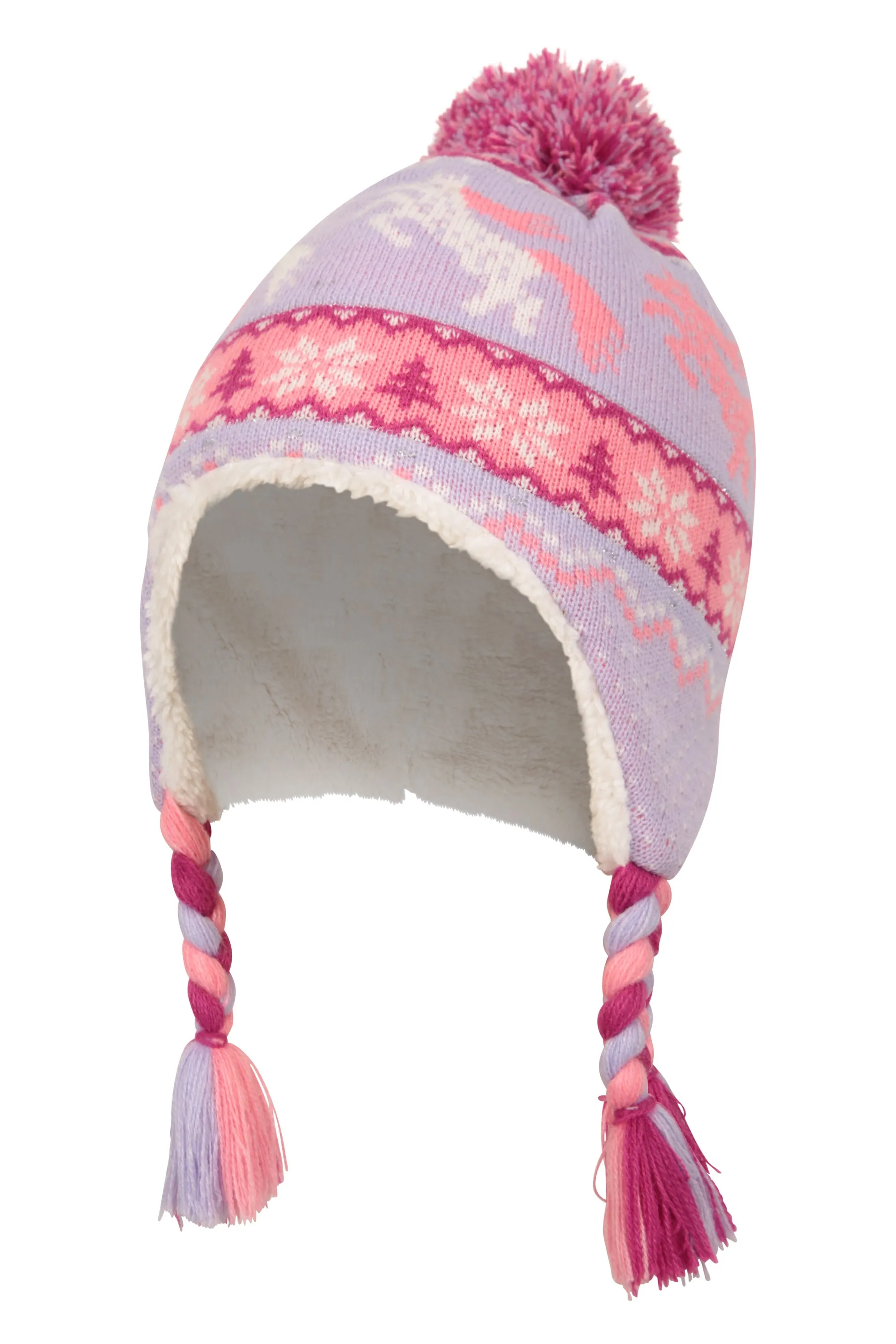 Gorro infantil estilo cazador con forro de borrego con personaje