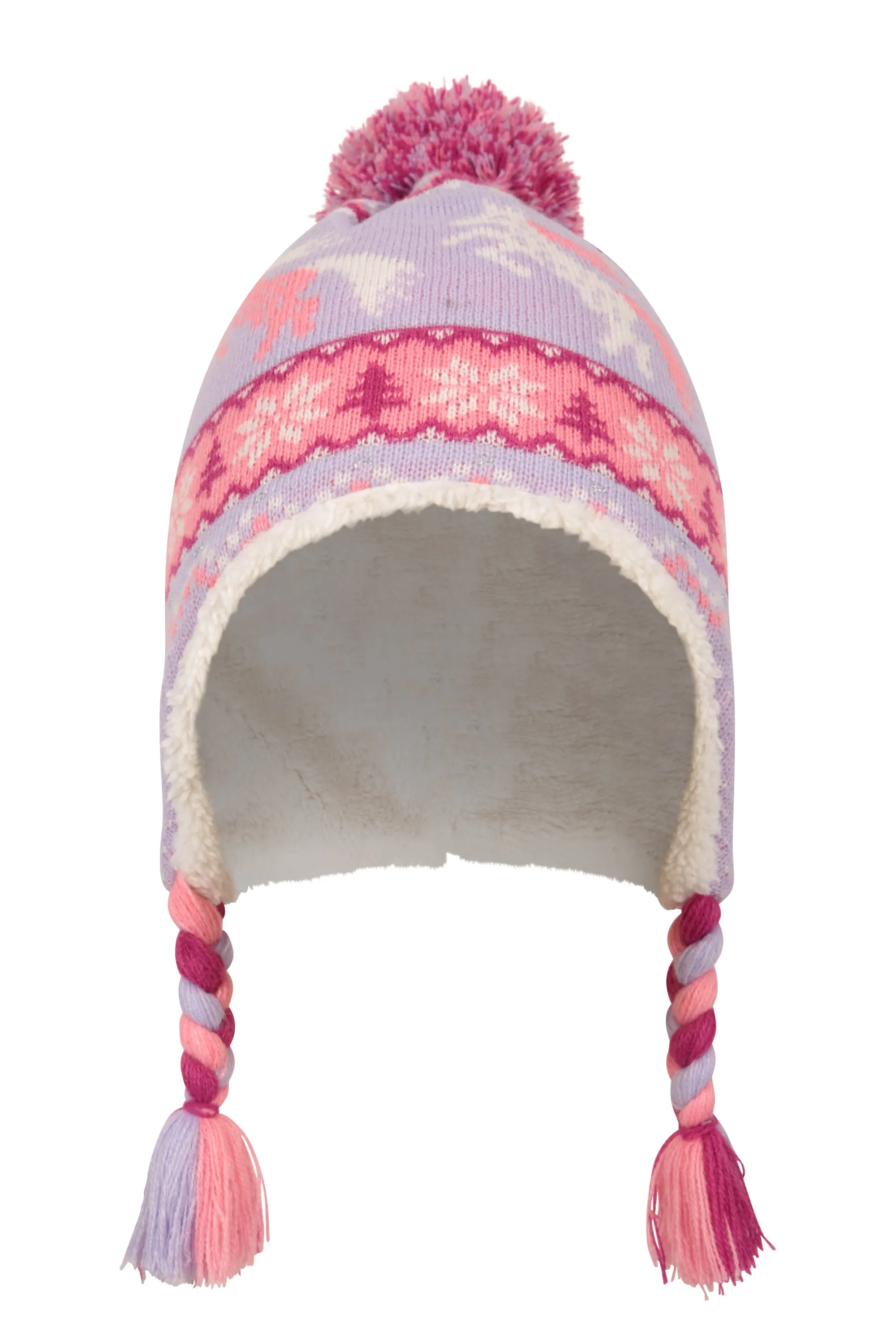 Gorro infantil estilo cazador con forro de borrego con personaje