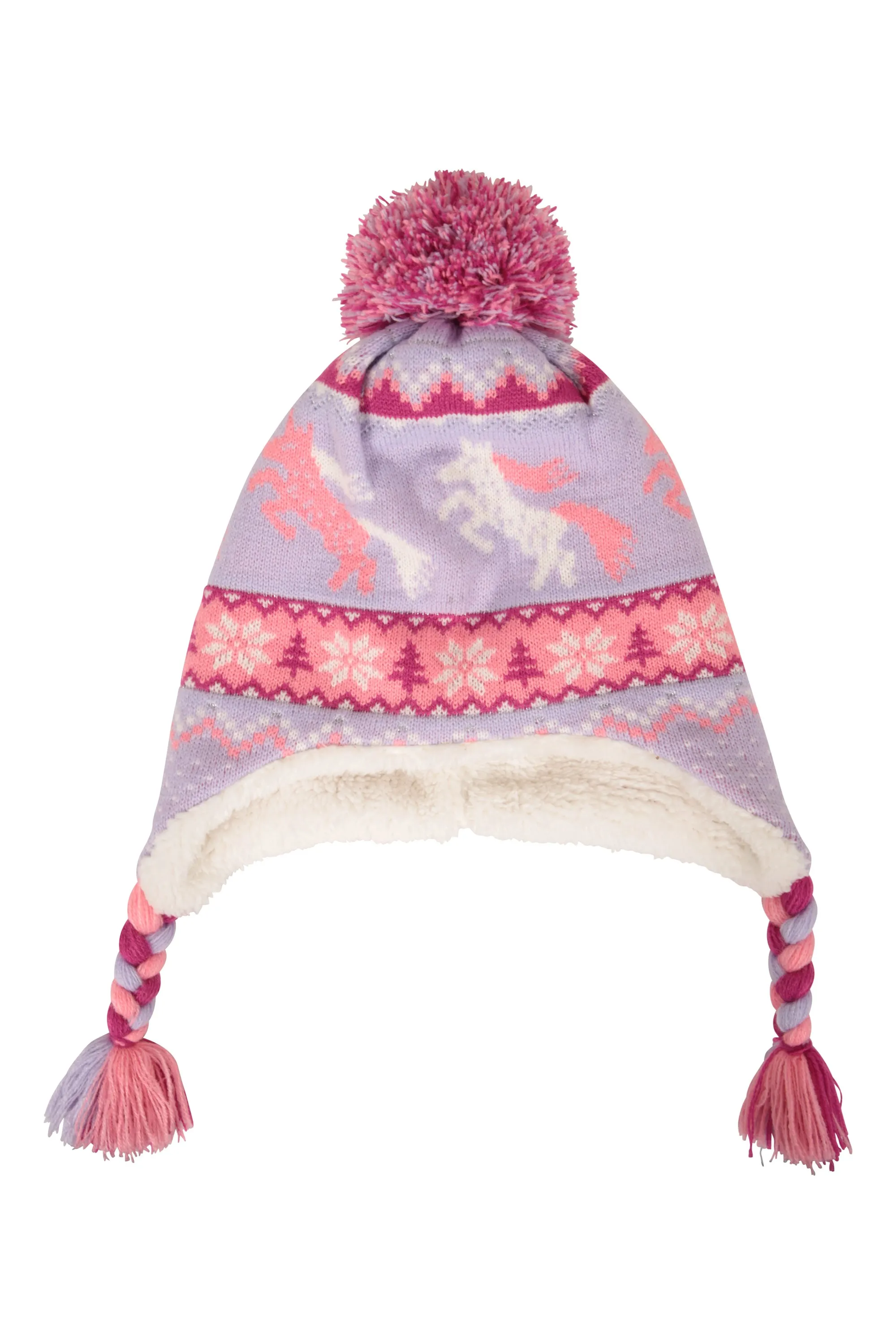 Gorro infantil estilo cazador con forro de borrego con personaje
