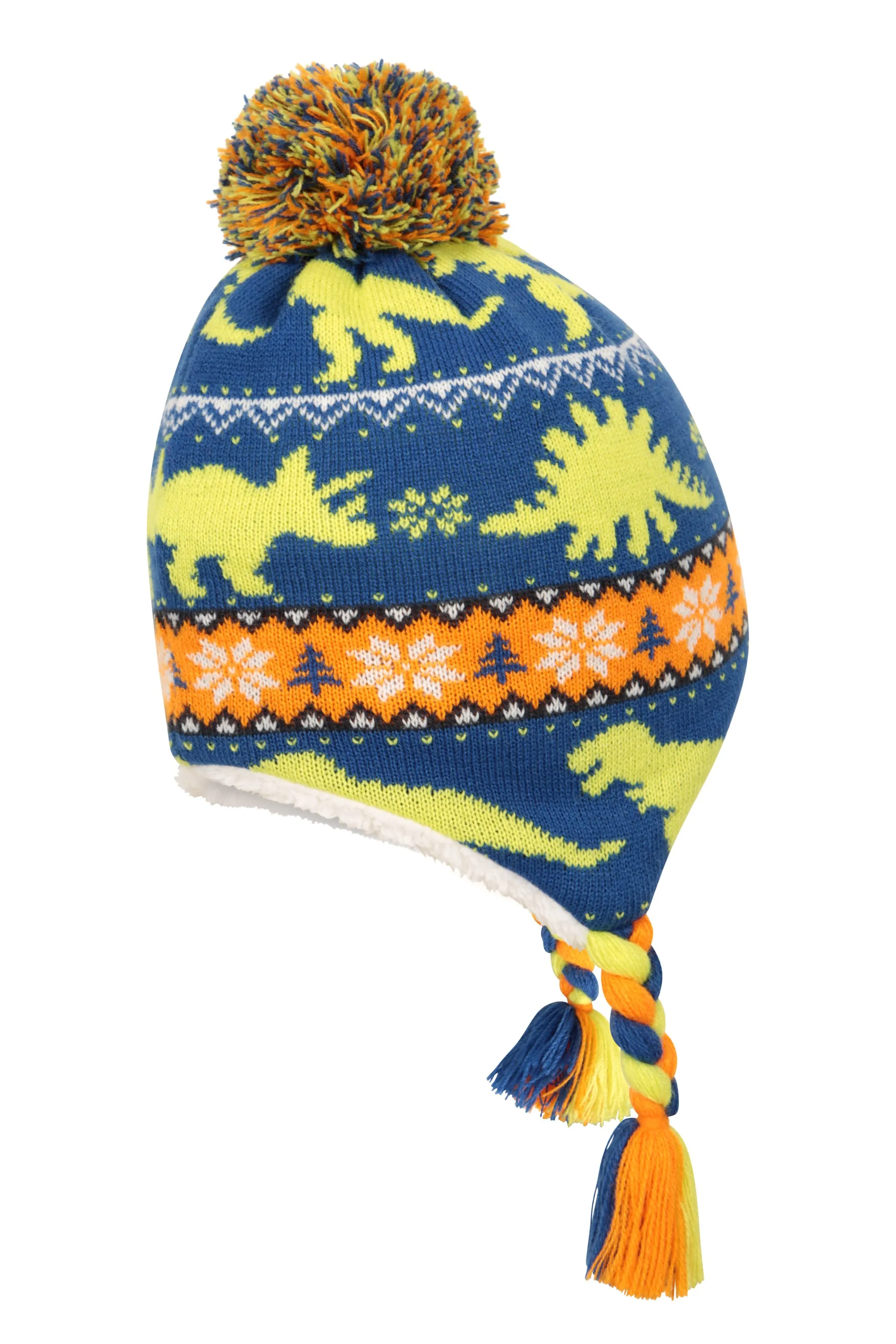 Gorro infantil estilo cazador con forro de borrego con personaje