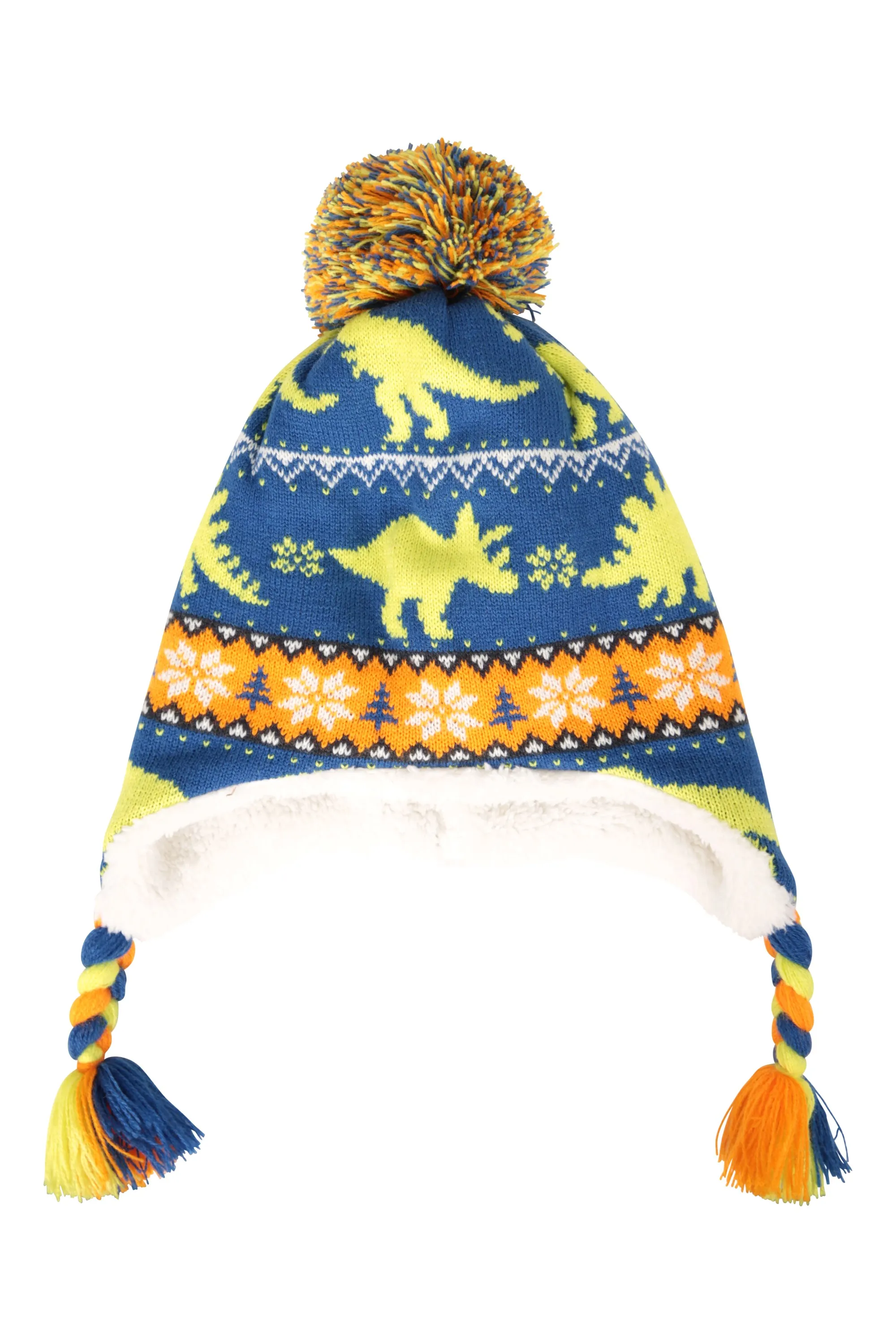 Gorro infantil estilo cazador con forro de borrego con personaje