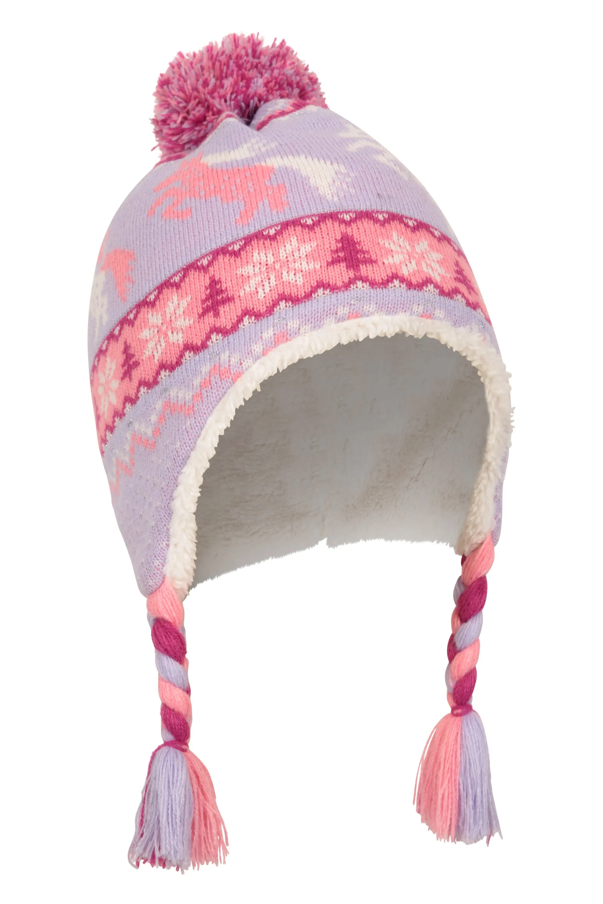 Gorro infantil estilo cazador con forro de borrego con personaje