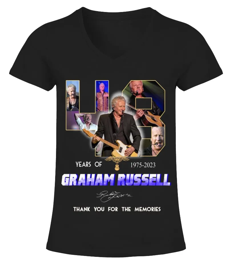 GRAHAM RUSSELL 48 YEARS OF 19752023 CAMISETA CUELLO PICO MUJER