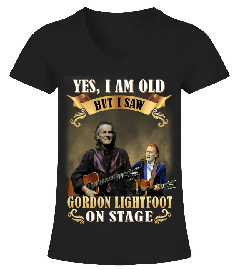 I SAW GORDON LIGHTFOOT ON STAGE Camiseta cuello pico Mujer