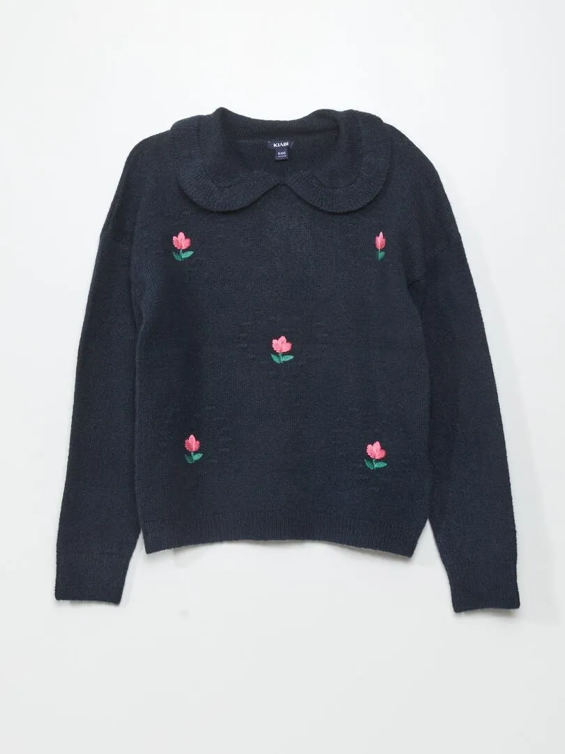 JERSEY CON MOTIVOS Y CUELLO BEBé  AZUL