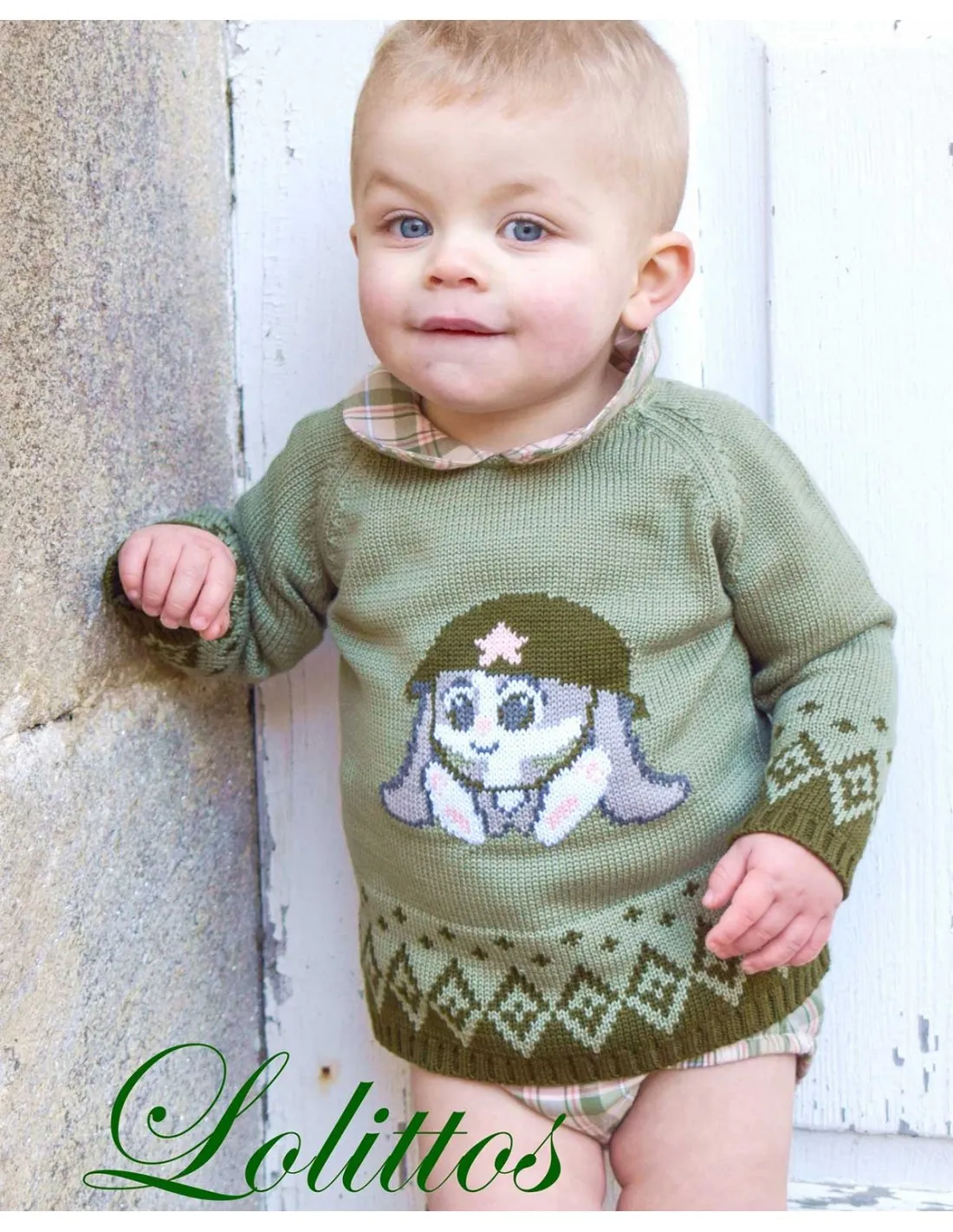 Jubón y Cubre Niño Bebé Colección Militar Lolittos Verde Kaki