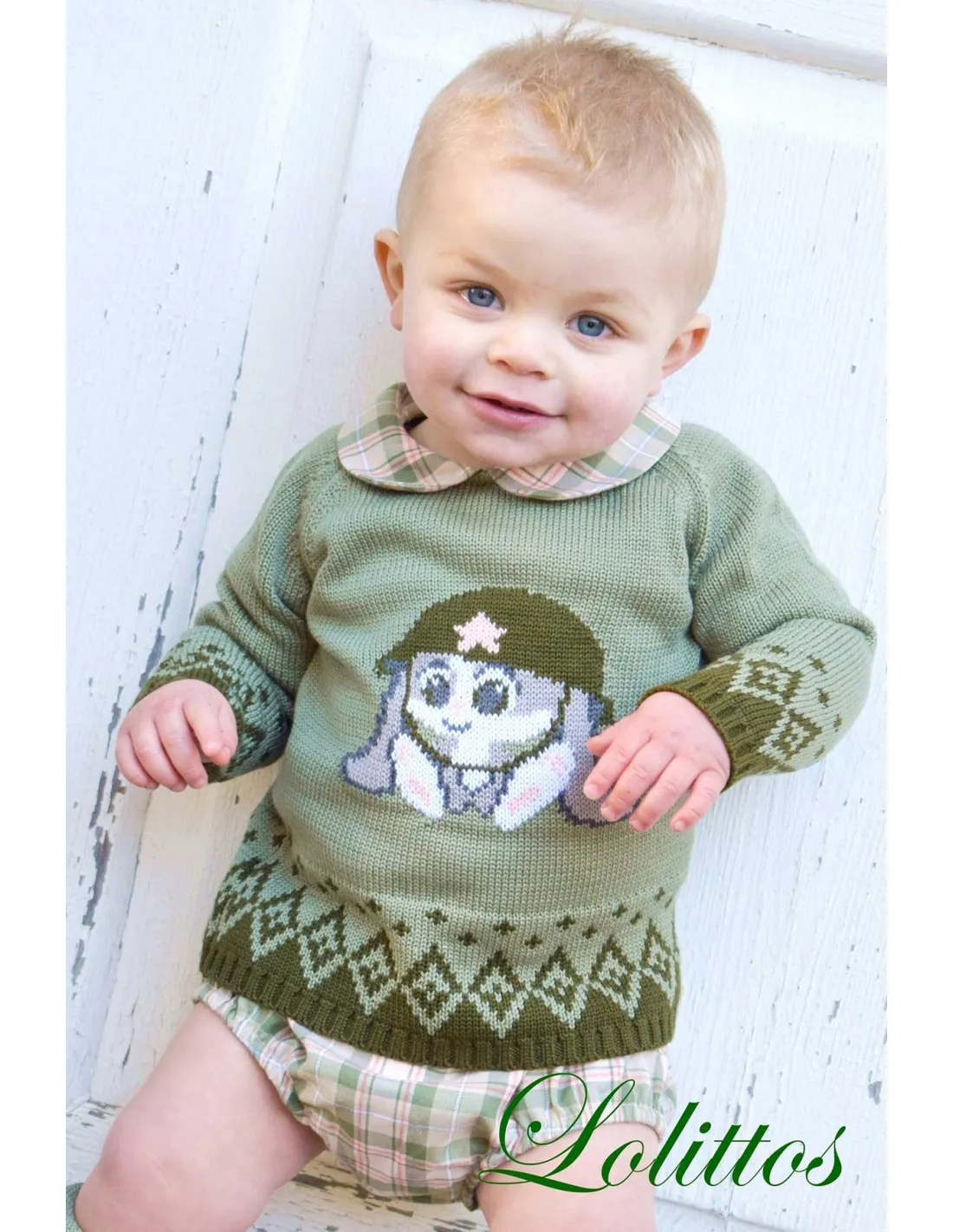 Jubón y Cubre Niño Bebé Colección Militar Lolittos Verde Kaki