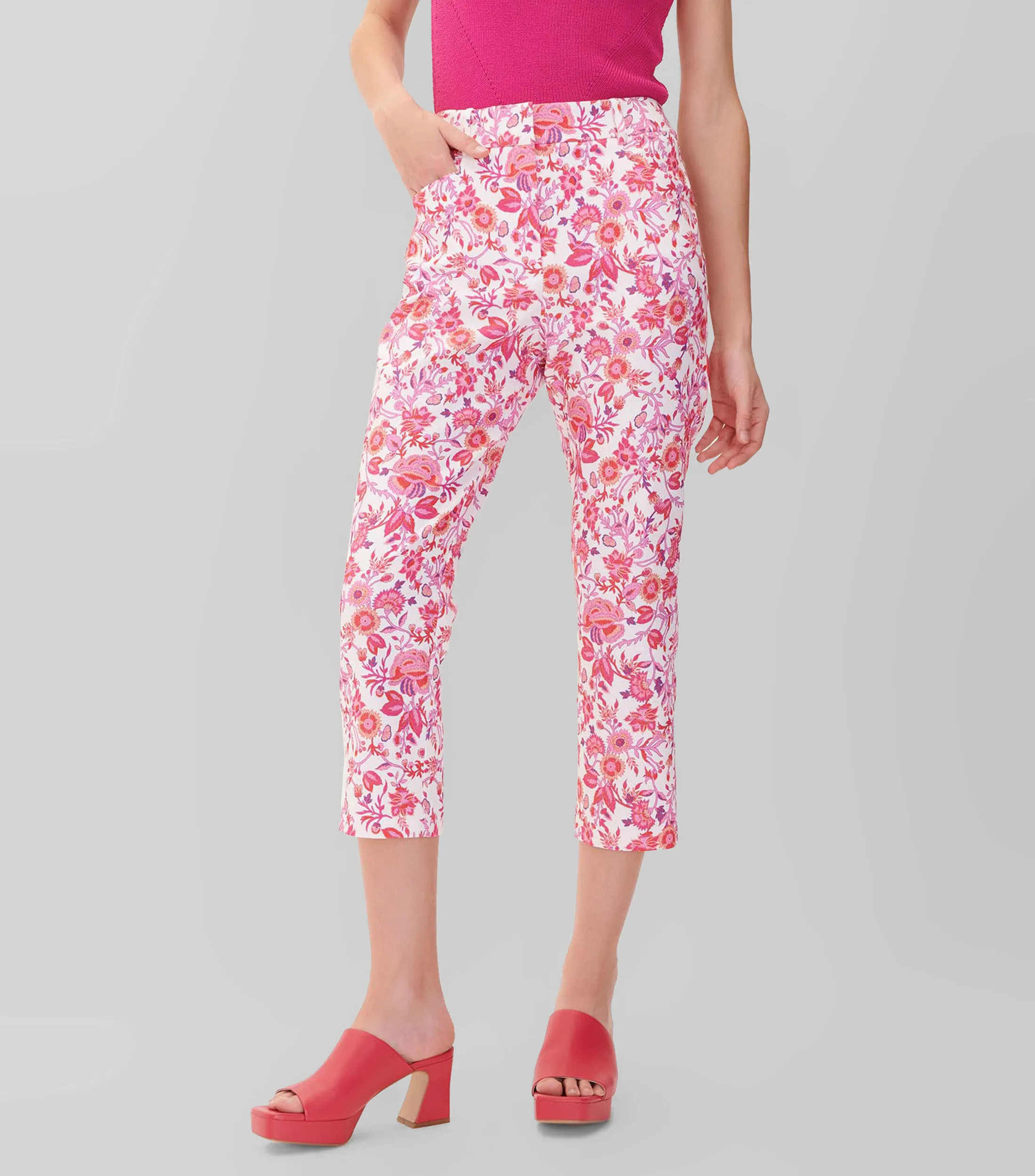 Julio Pantalón recto stretch estampado floral Mujer