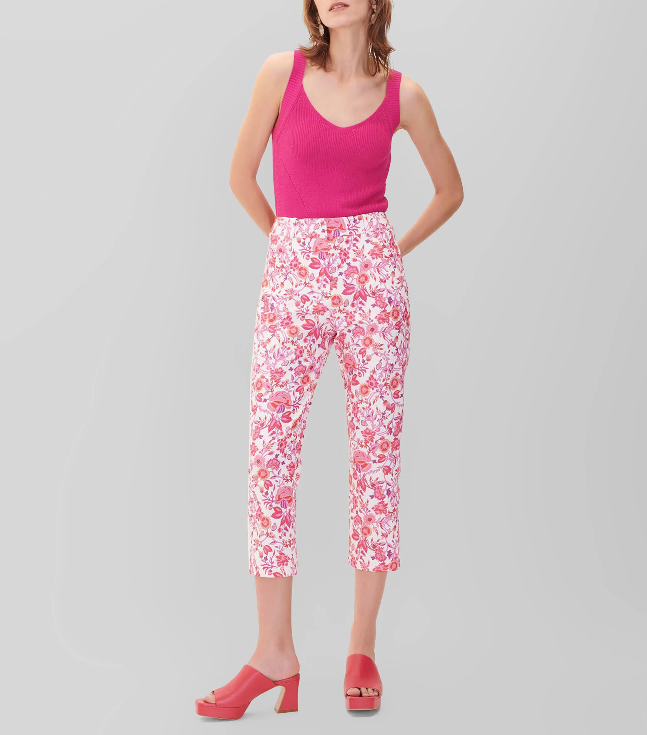 Julio Pantalón recto stretch estampado floral Mujer