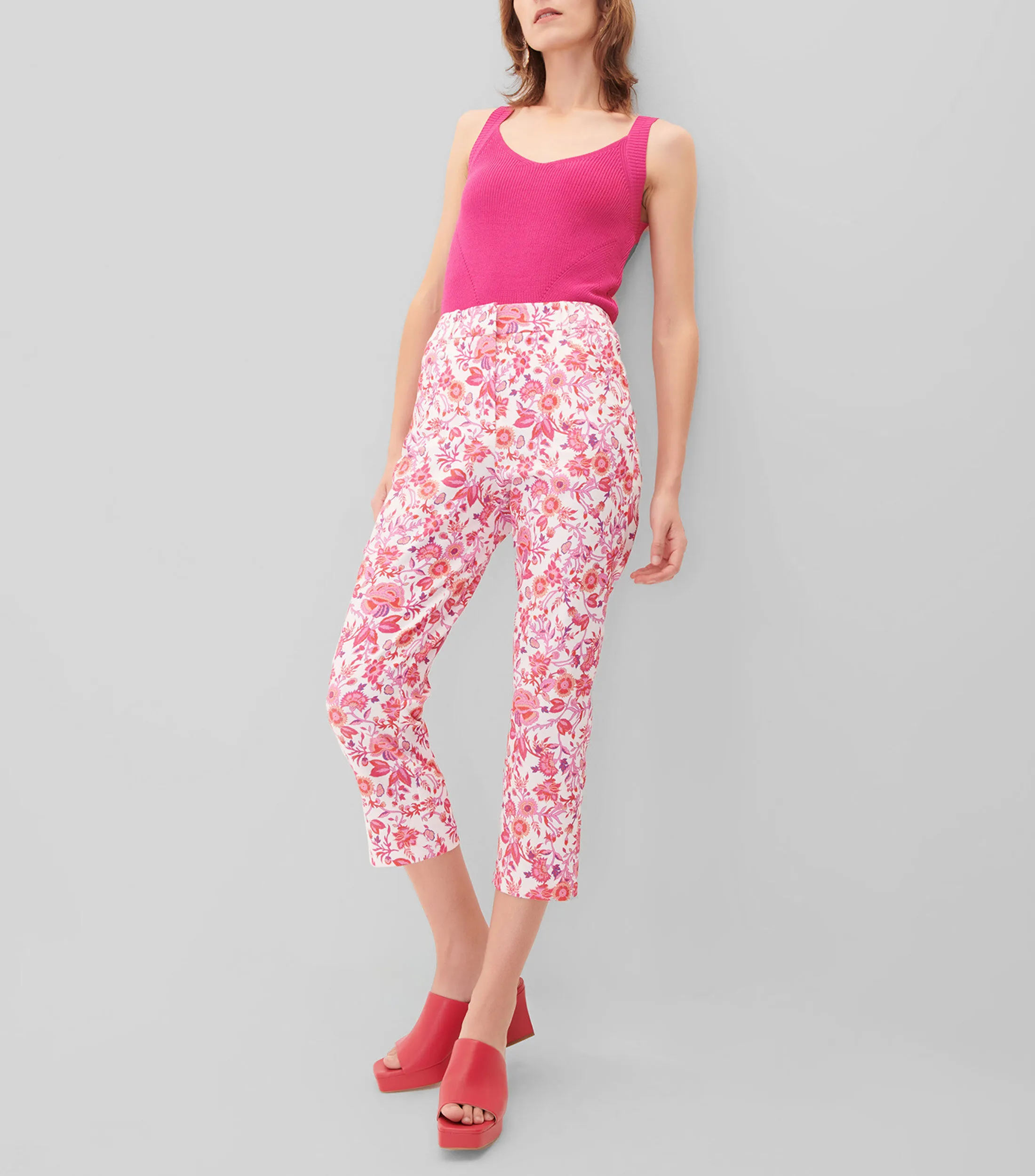 Julio Pantalón recto stretch estampado floral Mujer