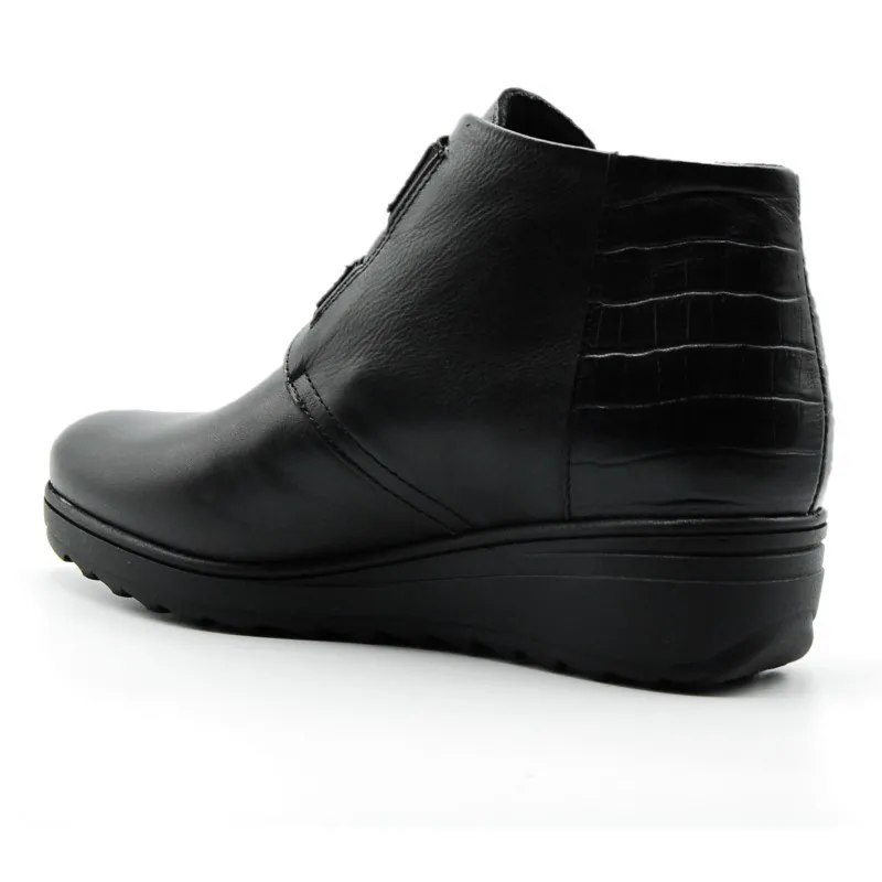 KAOLA 5071 Negro Botín corto velcro cuña mujer