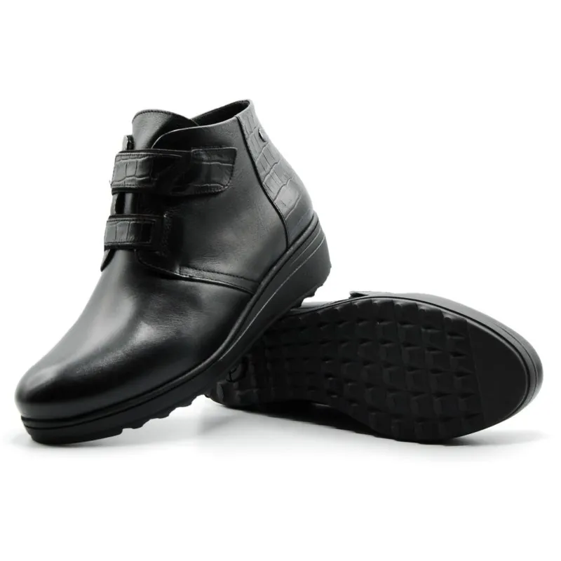 KAOLA 5071 Negro Botín corto velcro cuña mujer