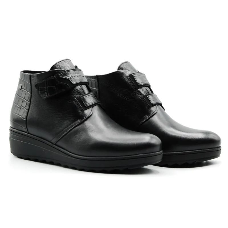 KAOLA 5071 Negro Botín corto velcro cuña mujer