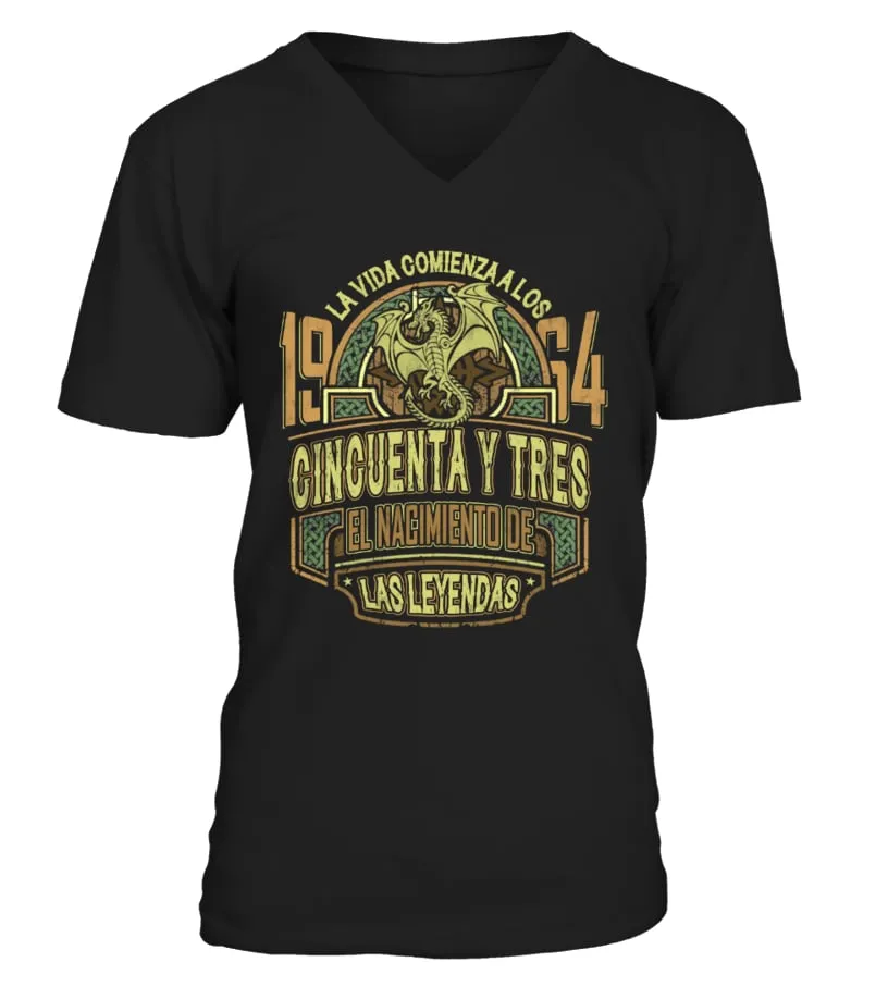 La vida comienza a los 1964 cincuenta y tres, el nacimiento de las leyendas Camiseta cuello en V Unisex