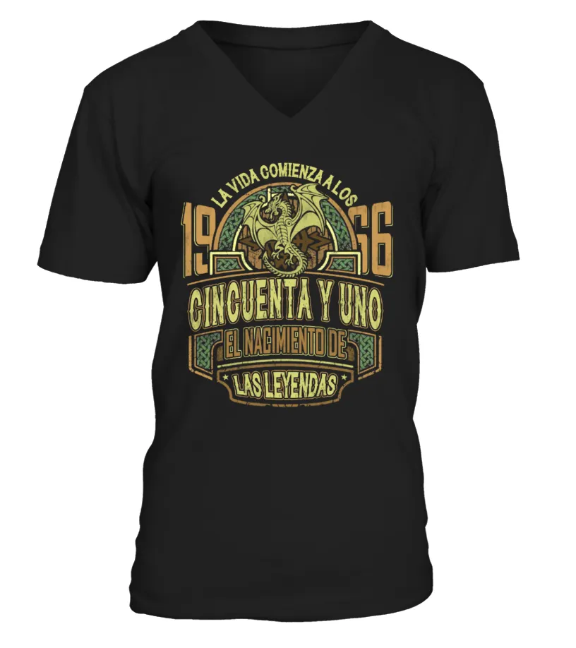 La vida comienza a los 1966 cincuenta y uno, el nacimiento de las leyendas Camiseta cuello en V Unisex