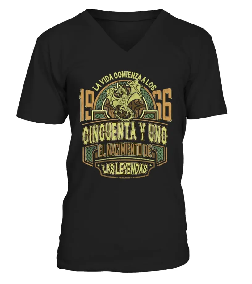 La vida comienza a los 1966 cincuenta y uno, el nacimiento de las leyendas Camiseta cuello en V Unisex