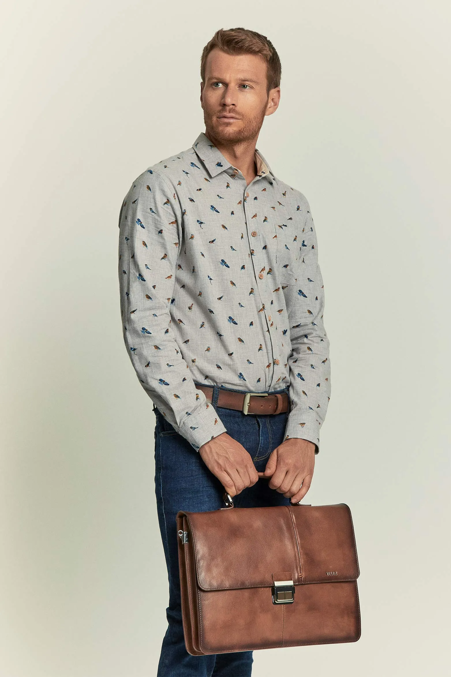 Maletín portátil aperto de cuero para hombre