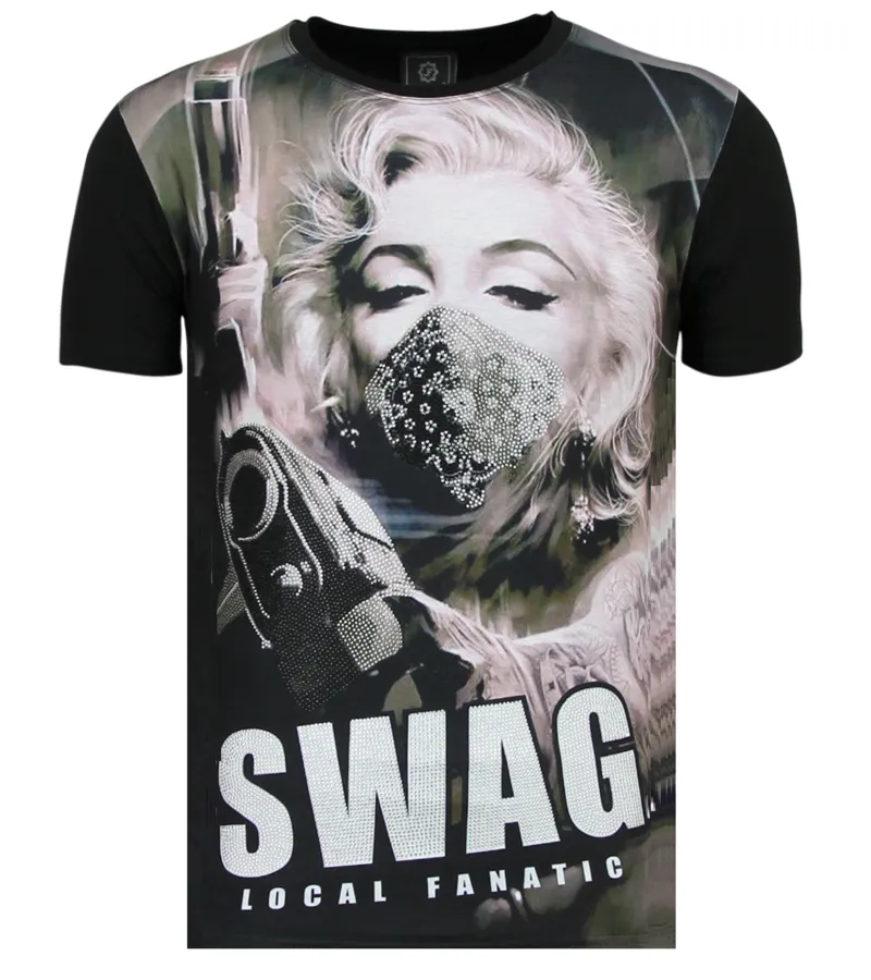 MARILYN MONROE SWAG  CAMISETAS HOMBRE 2019  6347Z  NEGRO