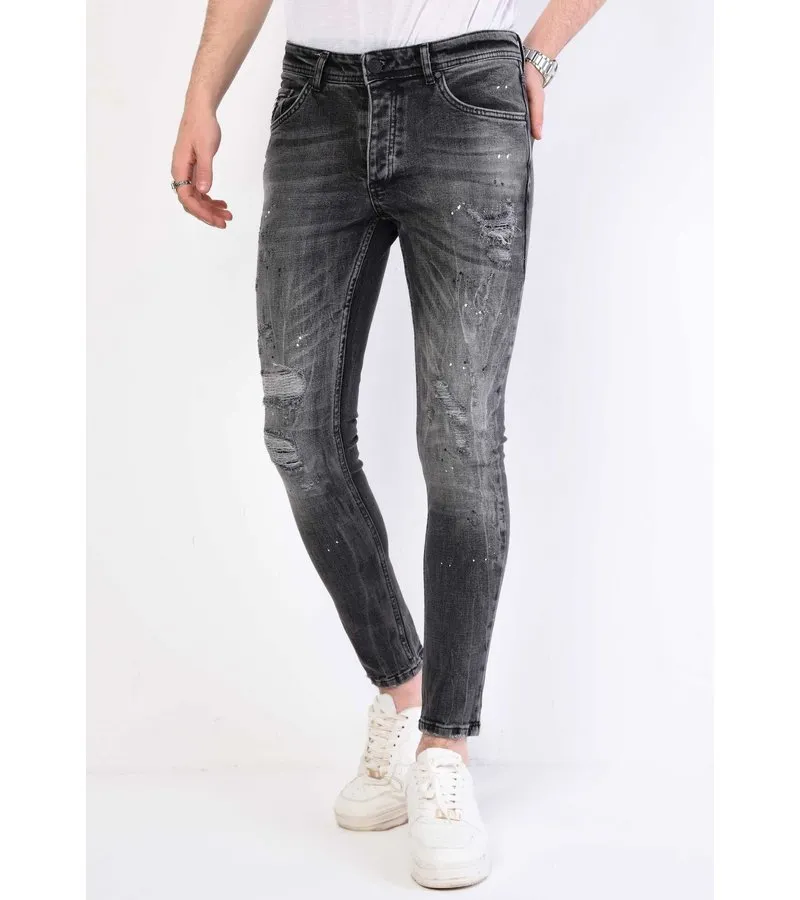 PAINT SPLATTER VAQUEROS HOMBRE SLIM FIT  1069  GRIS